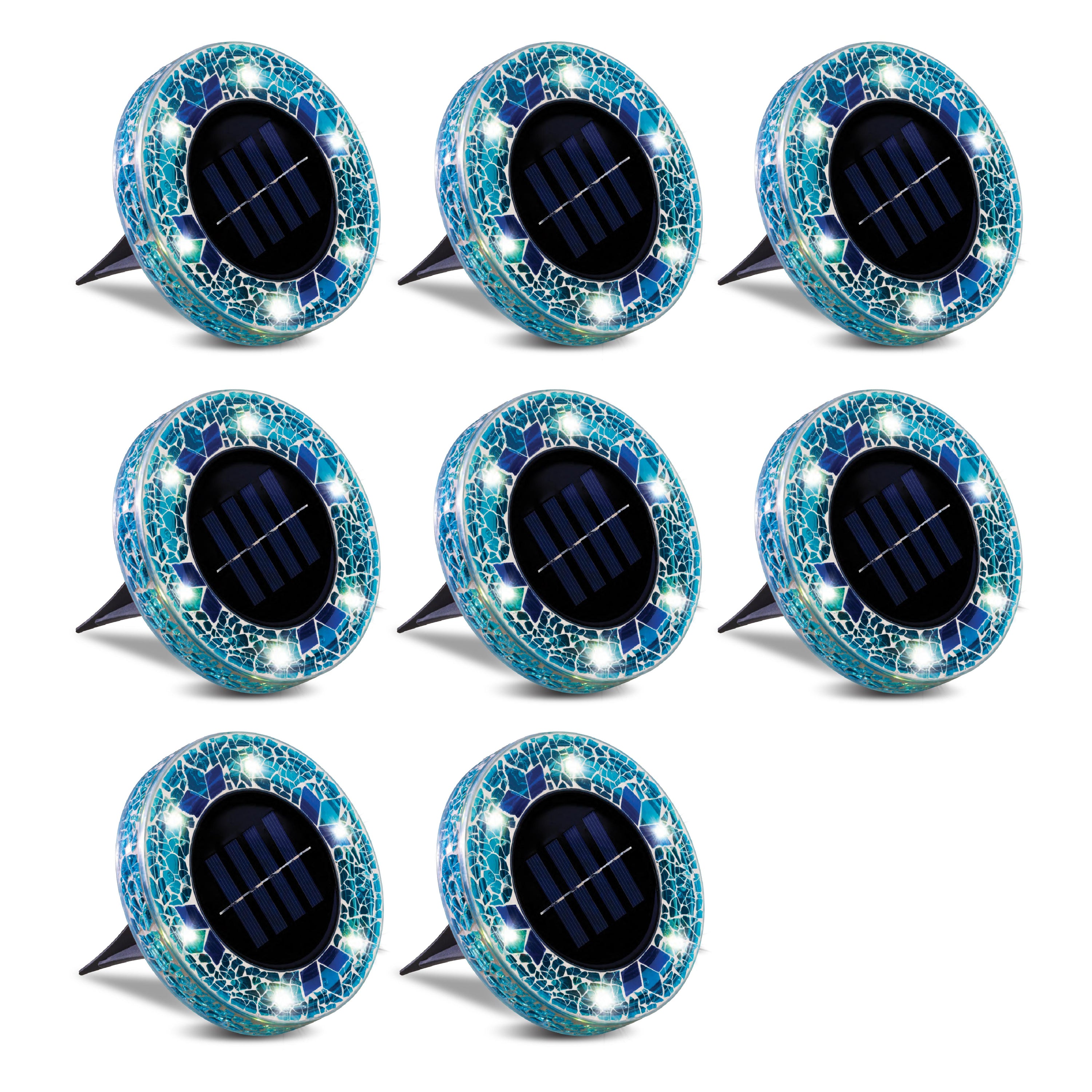 Bell + Howell Pathway & Landscape Disk Lights Mosaic Blue 8 Pack