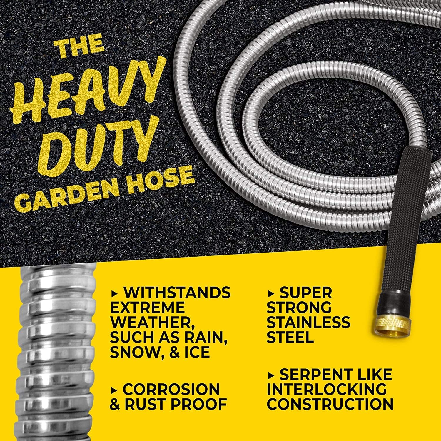 Bionic Steel Pro - Heavy-Duty Stainless Steel Garden Hose with Brass Fittings