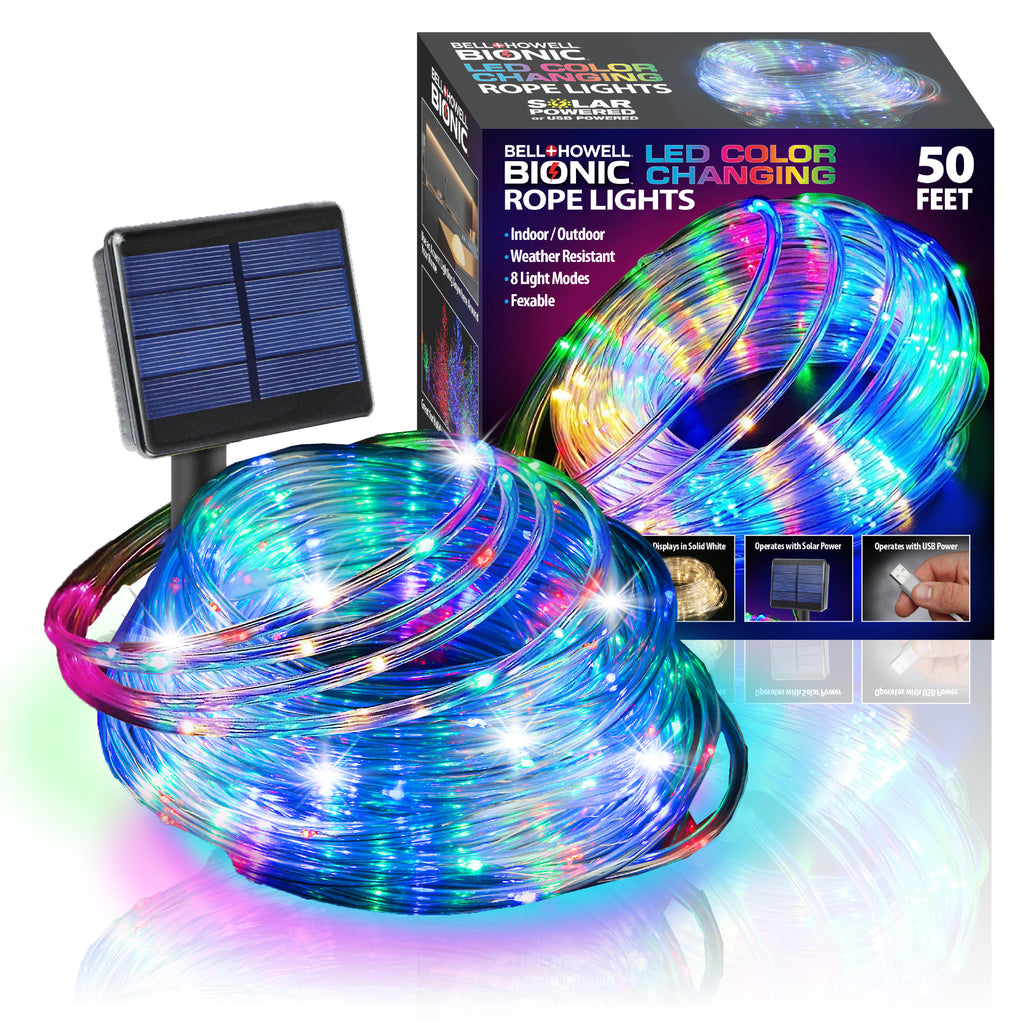 Bell + Howell 50' Bionic Color Changing Solar Powered Rope Lights - 50 FEET
