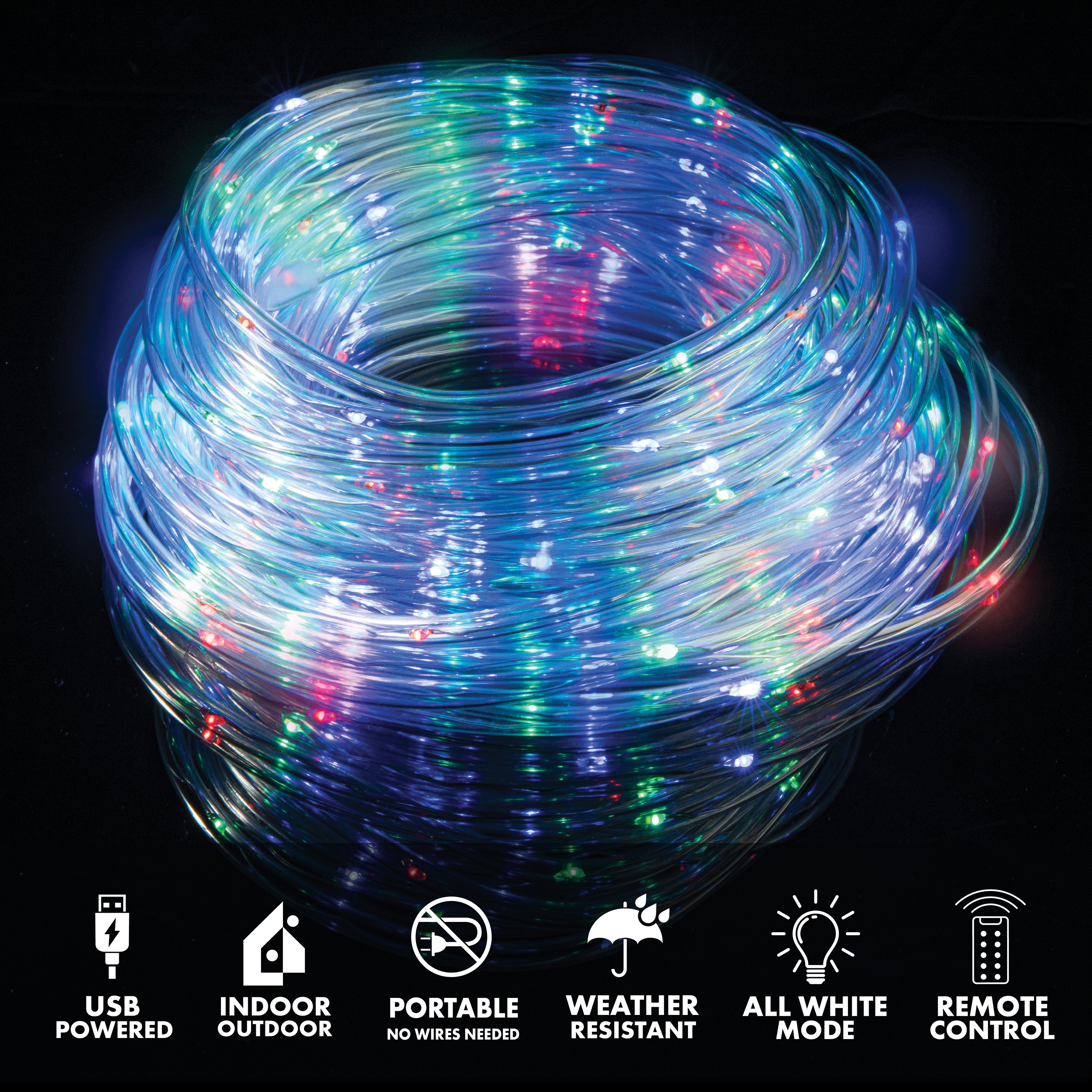 Bell + Howell 50' Bionic Color Changing Solar Powered Rope Lights - 50 FEET