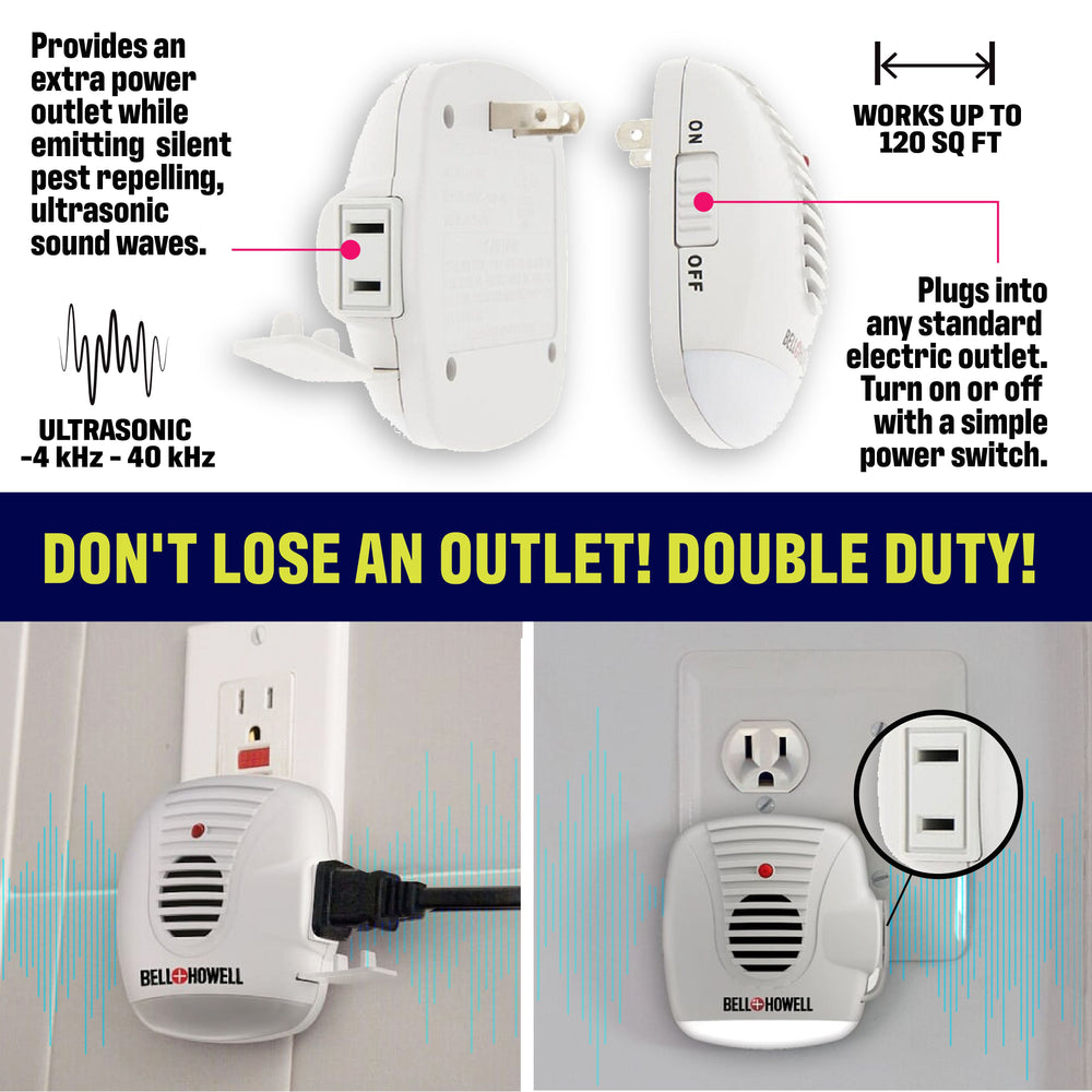 Ultrasonic Electronic Indoor Pest Repeller with Night Light & Extra Outlet