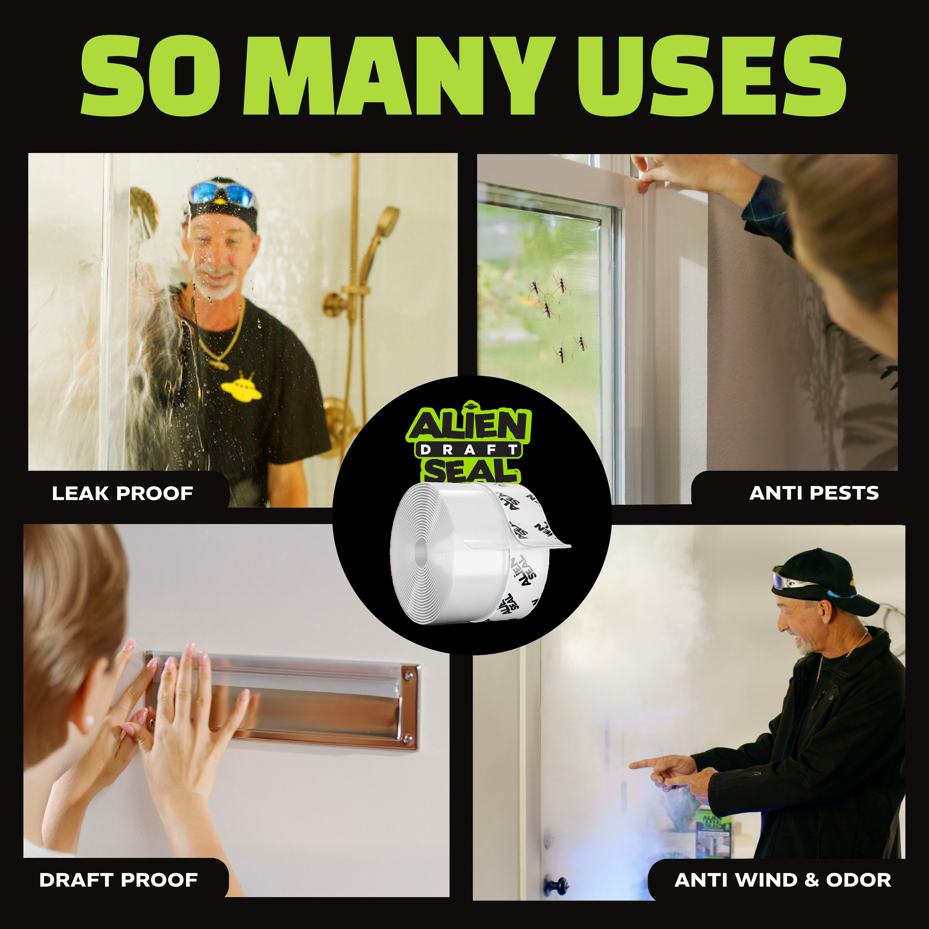 Alien Draft Seal 64 Feet Insulation Tape, Transparent Silicone Weather Stripping Door Seal Strip and Under Door Draft Stopper for Window Seal and Door Bottom Seal