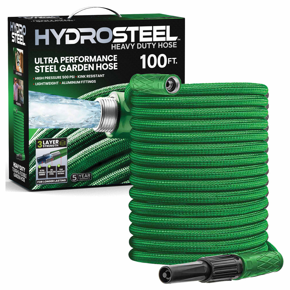 HydroSteel Green Heavy-Duty Garden Hose