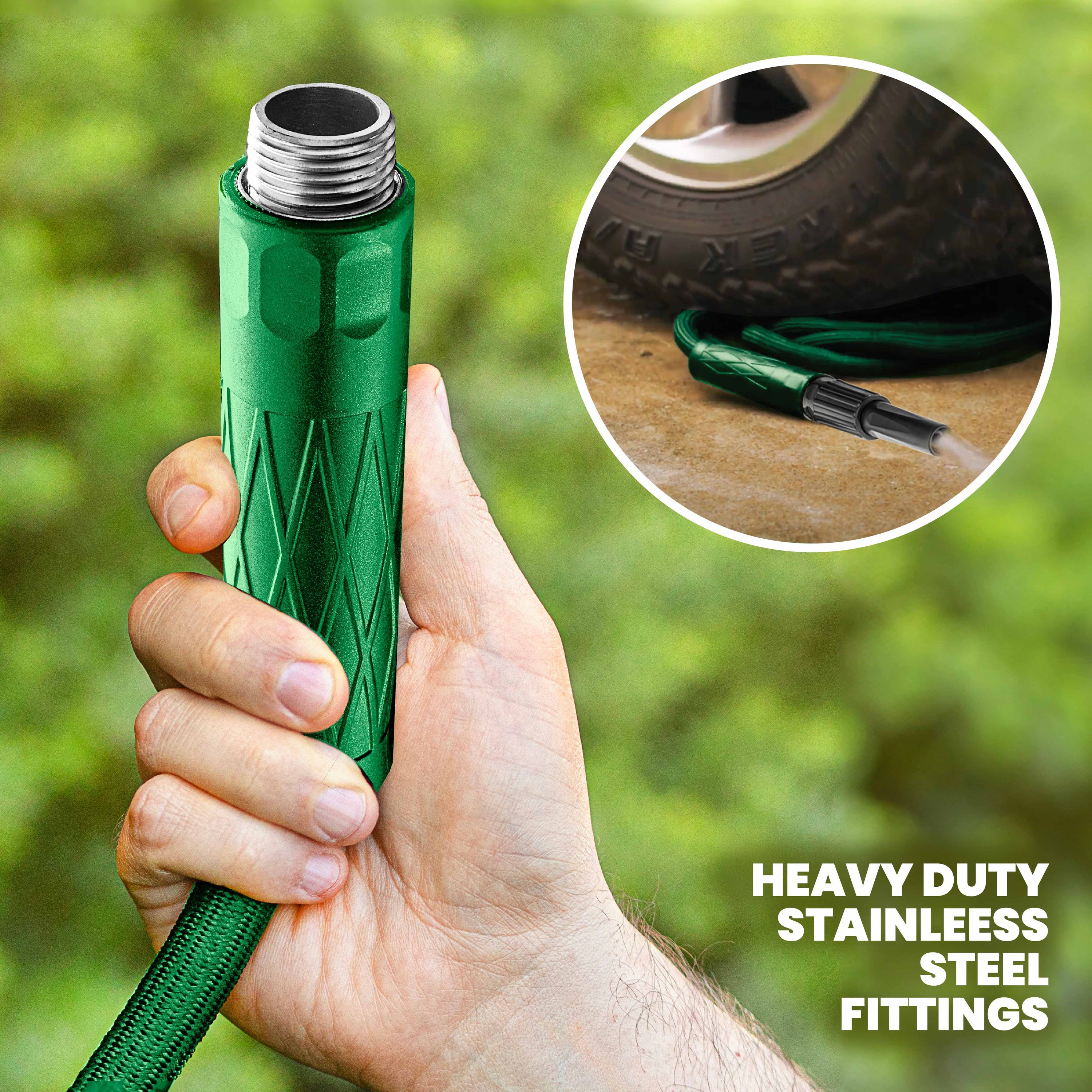 HydroSteel Green Heavy-Duty Garden Hose