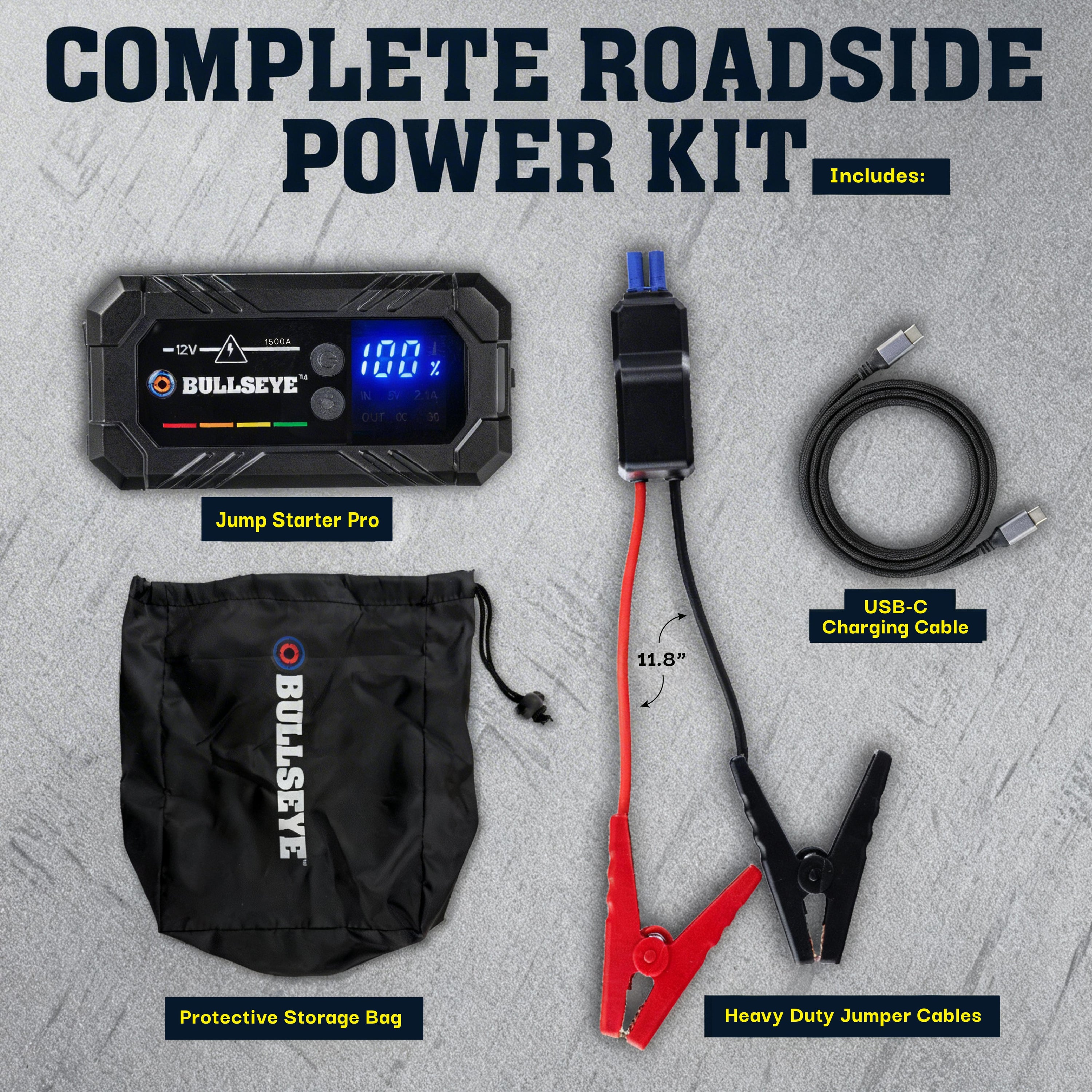 Bullseye Pro Rechargable Jump Starter – 12V Portable Car Battery Boost – Bell + Howell