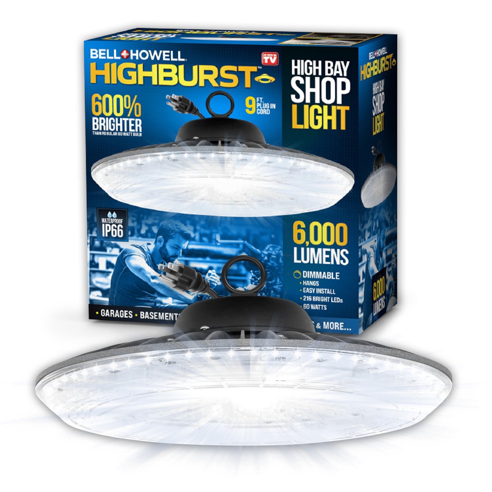 Bell+Howell Highburst Shop Lights Bright LED Light 6000 Lumens