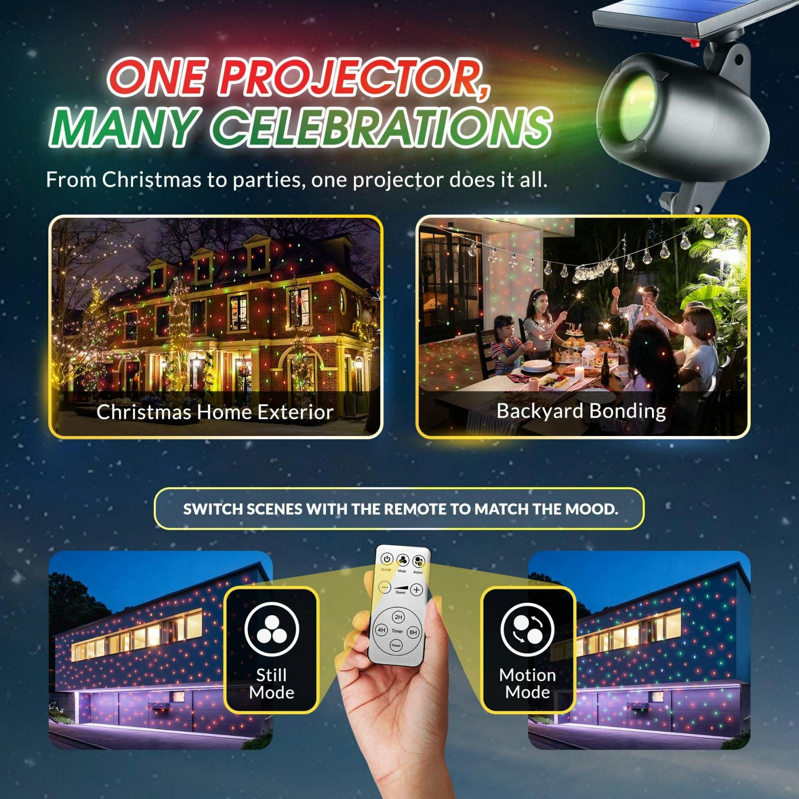 Solar StarTastic Motion Holiday Projector
