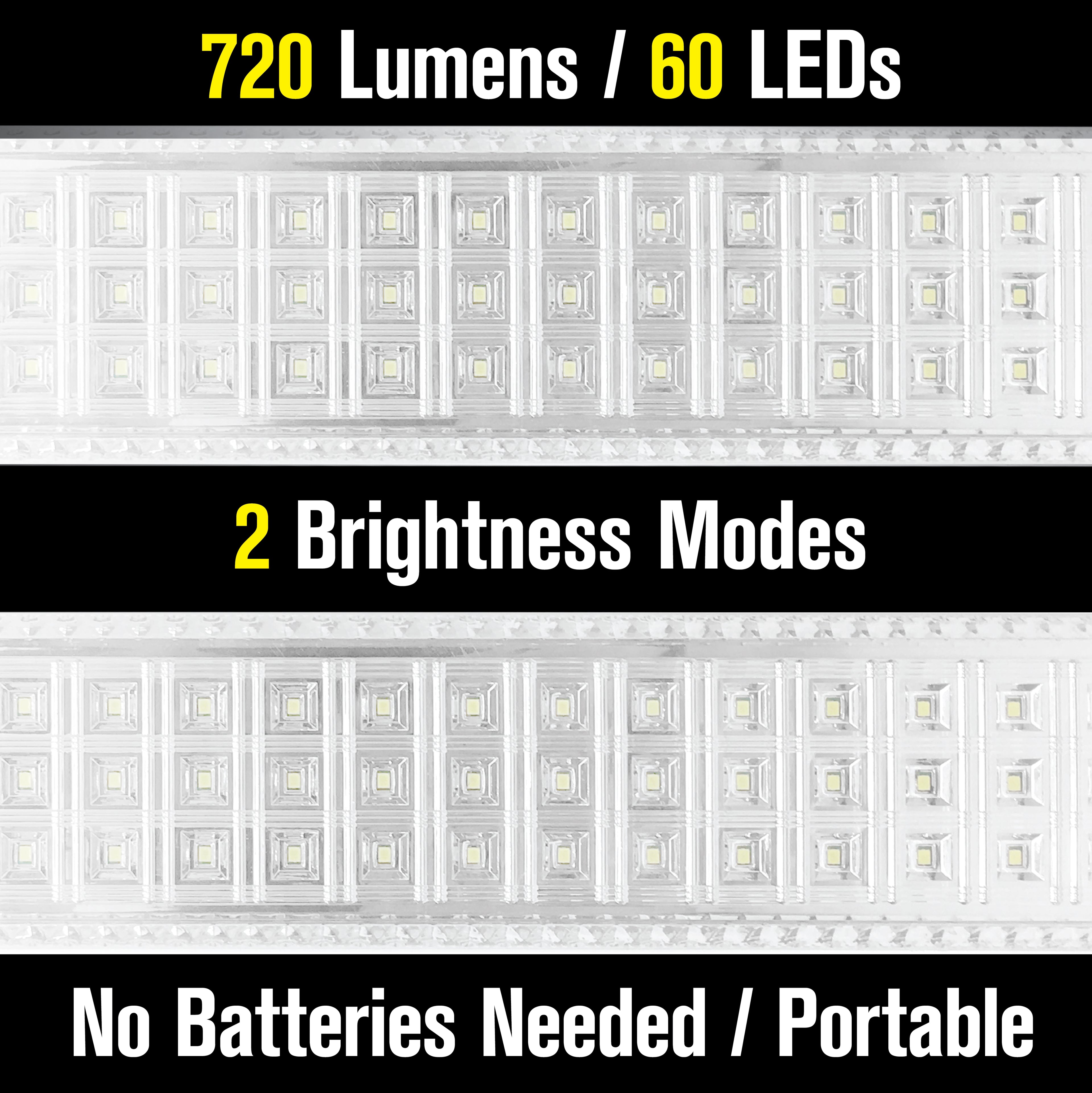Bell and Howell Light Bar – Portable 720-Lumen Rechargeable LED Emergency Lighting, 60-LED Backup Lamp for Home, Blackouts & Camping
