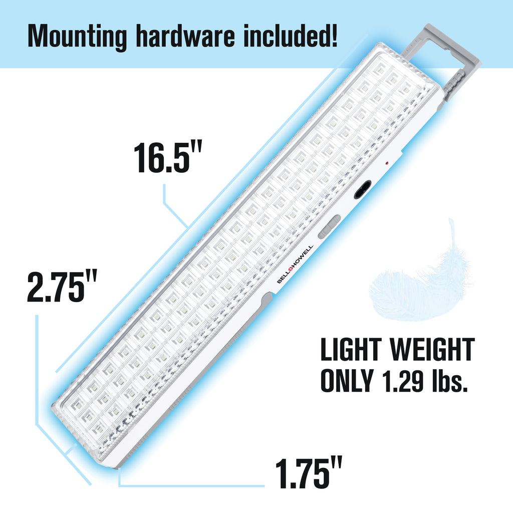 Bell and Howell Light Bar – Portable 720-Lumen Rechargeable LED Emergency Lighting, 60-LED Backup Lamp for Home, Blackouts & Camping