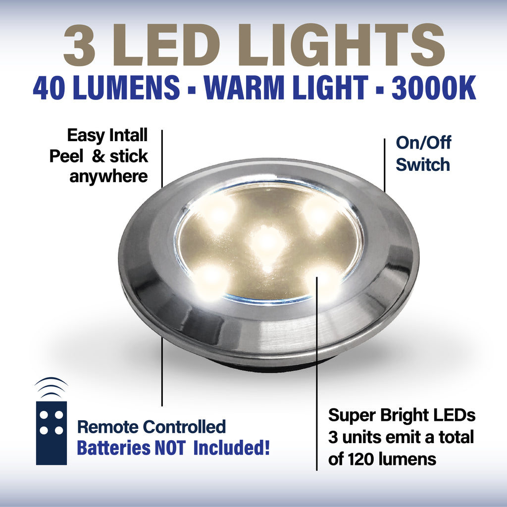 Bell + Howell 3-pack Wireless LED Night Light with Remote Control - 40 Lumen, 3000K Warm Lighting