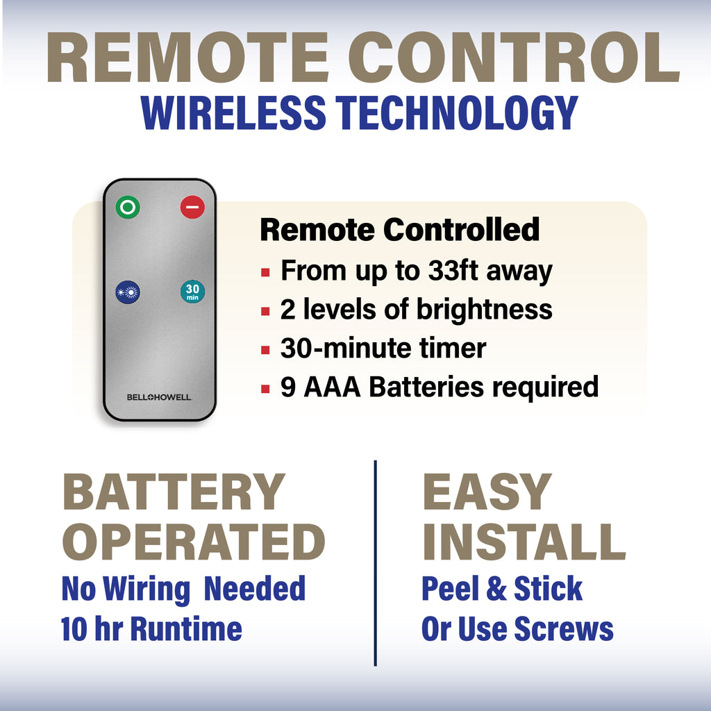 Bell + Howell 3-pack Wireless LED Night Light with Remote Control - 40 Lumen, 3000K Warm Lighting