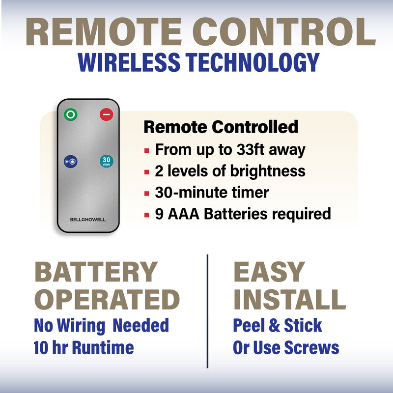 Bell + Howell 3-pack Wireless LED Night Light with Remote Control - 40 Lumen, 3000K Warm Lighting