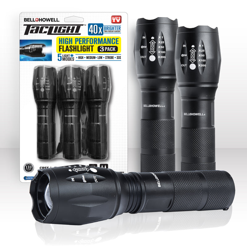Bell Howell 3pk Taclight 40x High Performance 50000 HRS Flashlight - 3 Pack