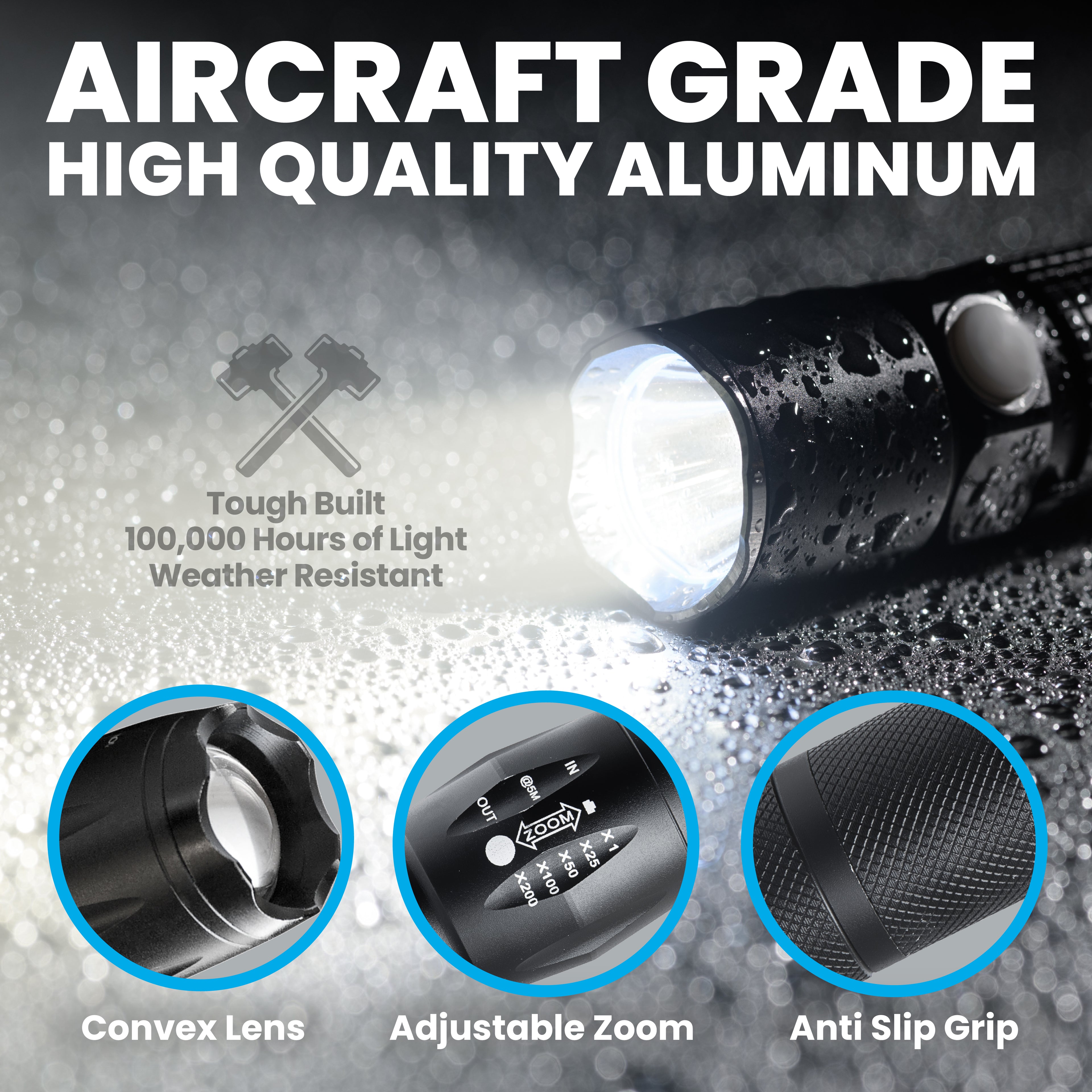 Bell Howell 3pk Taclight 40x High Performance 50000 HRS Flashlight - 3 Pack