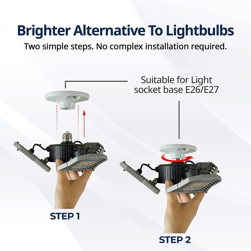 Bell+Howell Triburst Motion Activated LED Garage Light 4000 Lumen High Intensity Lighting with 144 LED Bulbs, Multi-Directional Triple Panel LED Shop Light, Ceiling Light, and Garage Lighting