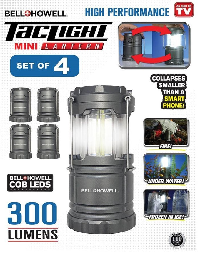 Bell + Howell 4 Pack Taclight Lanterns Portable LED Collapsible Camping and Outdoor Lanterns