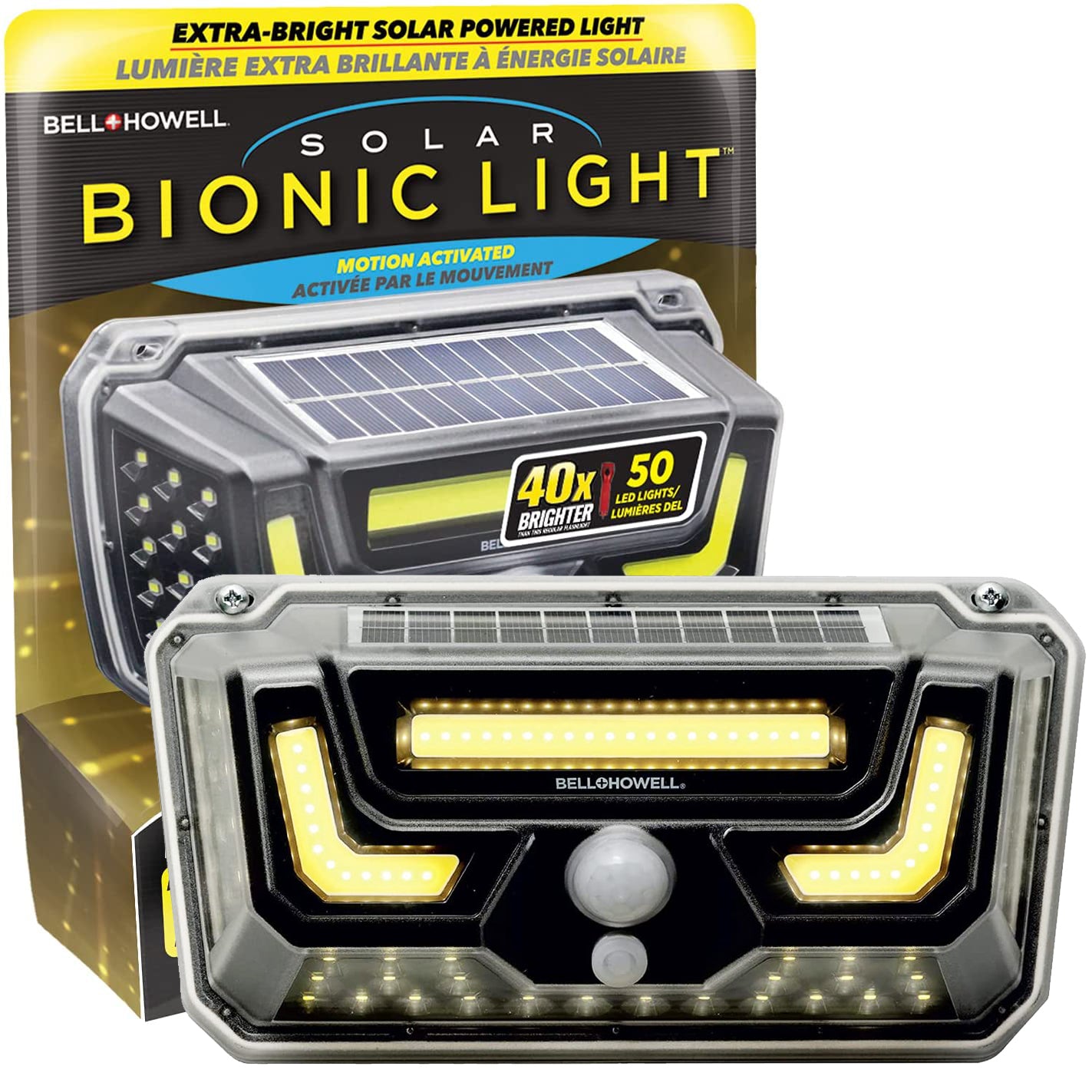 Bell+Howell Solar Bionic Wall Light Solar Light For Outdoors with Motion Sensor (Warm Light 3500K)