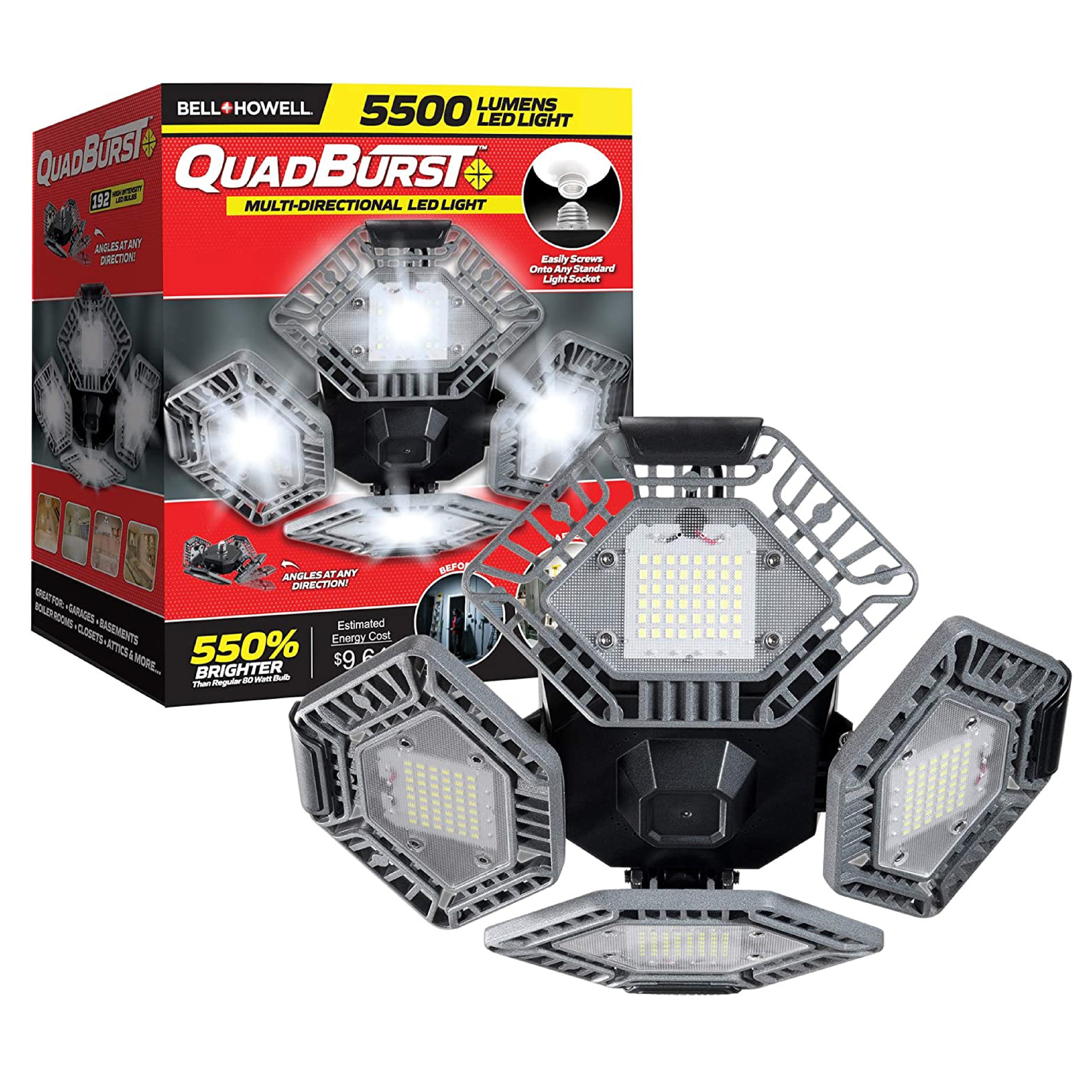 Quadburst 5500 Lumen Socket Spotlight - 2 Pack Multipack - Gray