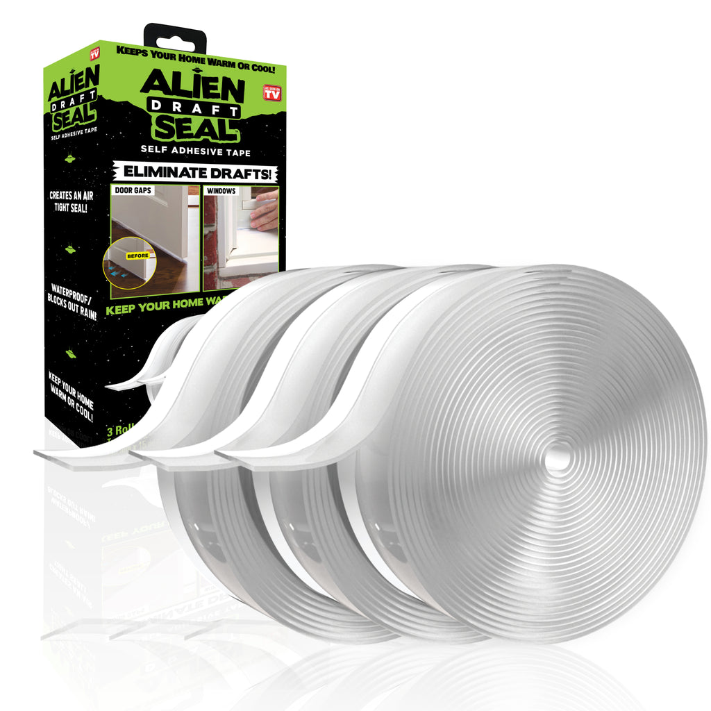 Alien Draft Seal 49 Feet Insulation Tape, Transparent Silicone Weather Stripping Door Seal Strip and Under Door Draft Stopper for Window Seal and Door Bottom Seal