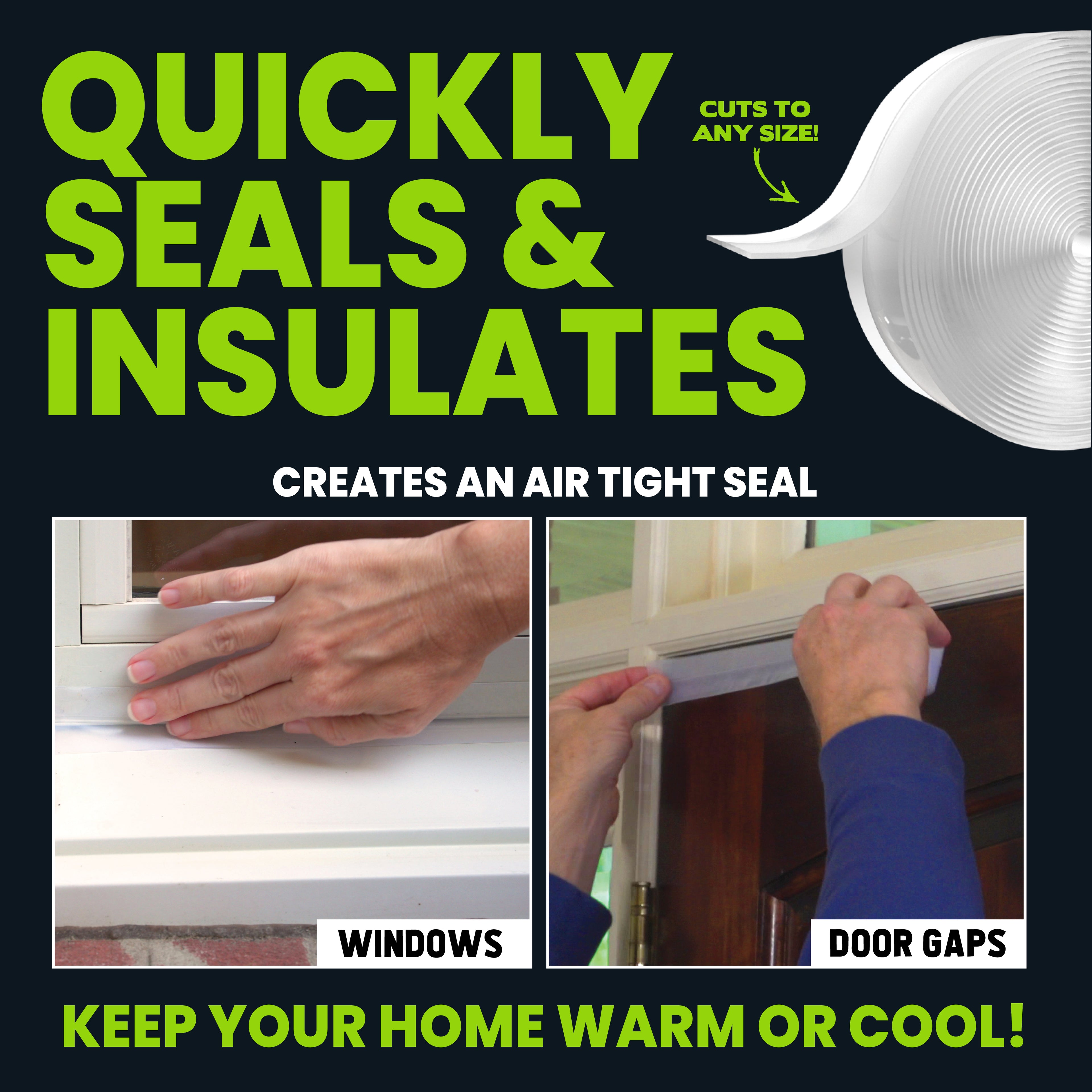 Alien Draft Seal 49 Feet Insulation Tape, Transparent Silicone Weather Stripping Door Seal Strip and Under Door Draft Stopper for Window Seal and Door Bottom Seal
