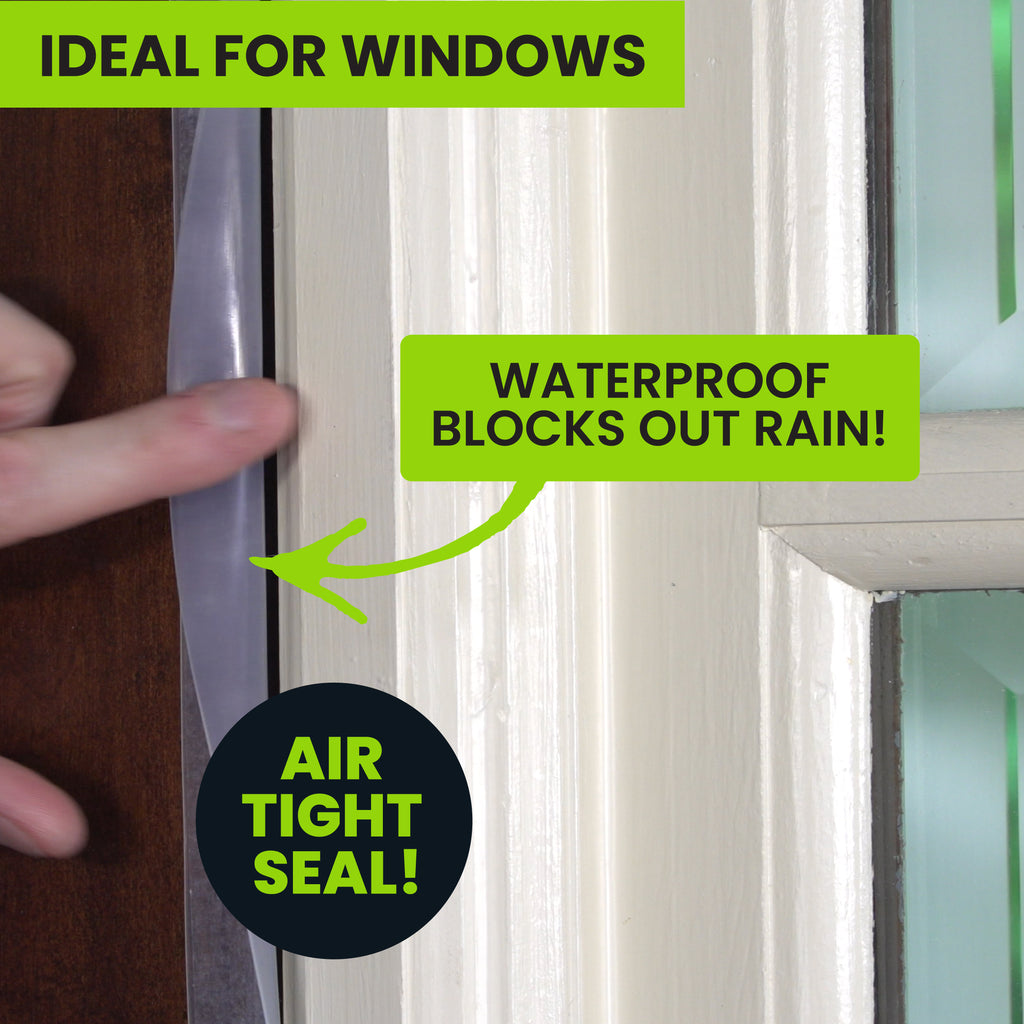 Alien Draft Seal 49 Feet Insulation Tape, Transparent Silicone Weather Stripping Door Seal Strip and Under Door Draft Stopper for Window Seal and Door Bottom Seal
