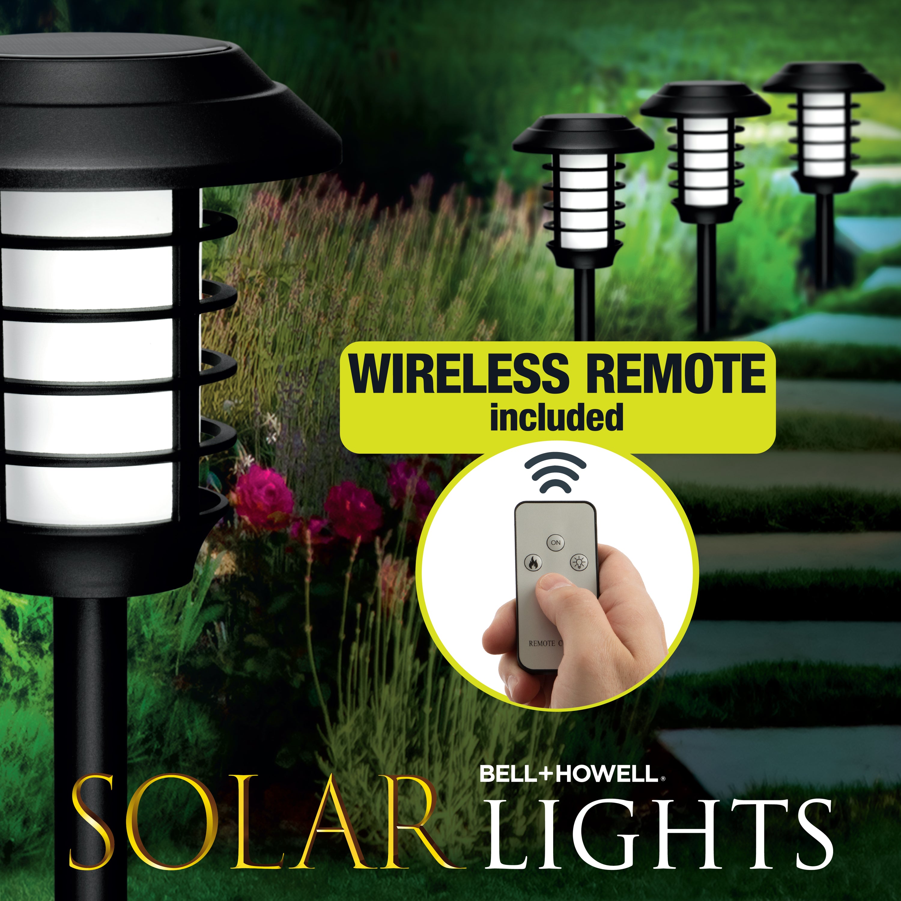 Bell + Howell Smart Solar Pathway Lights with Remote Control- 4 Pack