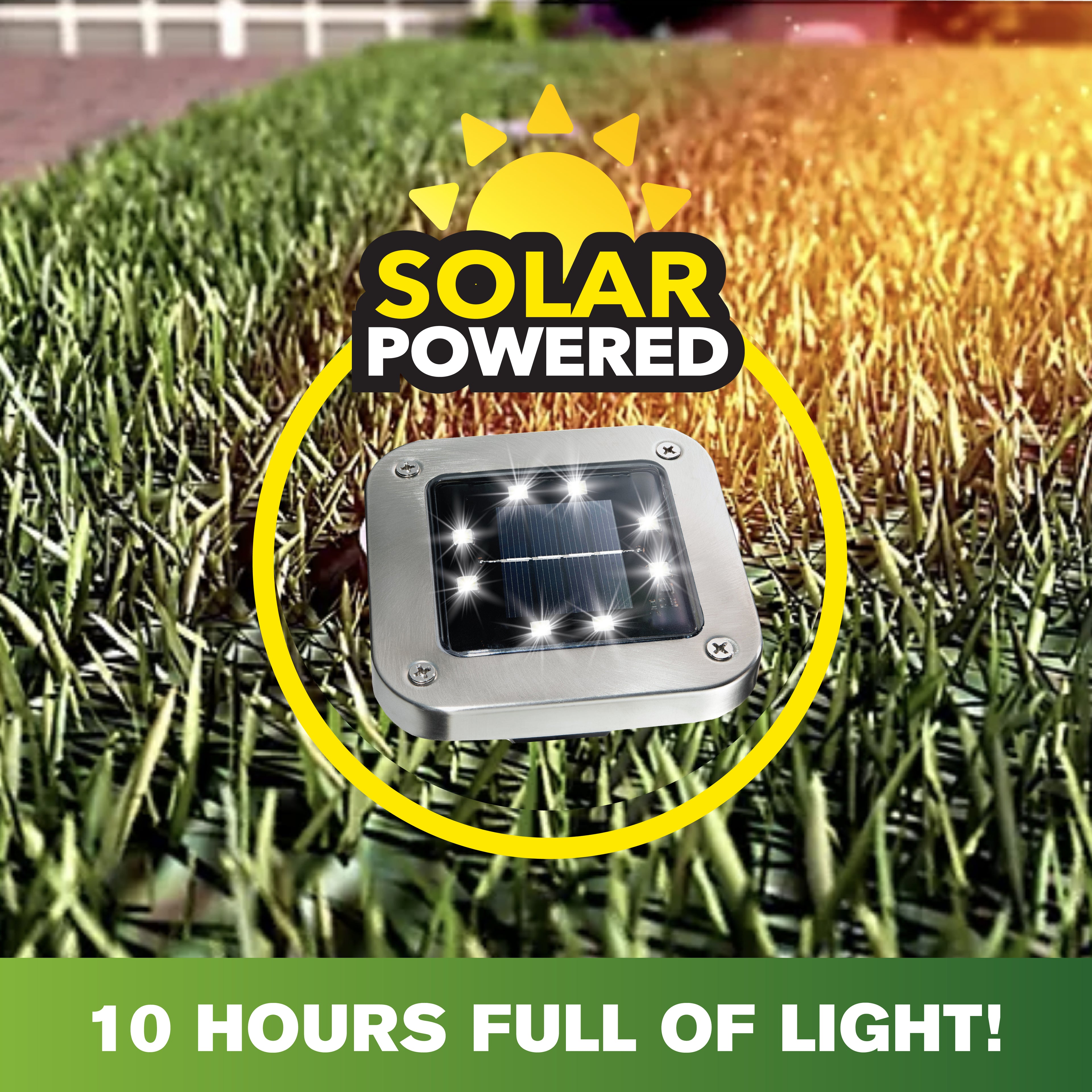 Bell + Howell Stainless Steel Pathway & Landscape Disk Light Square 4 Pack with 8 LED