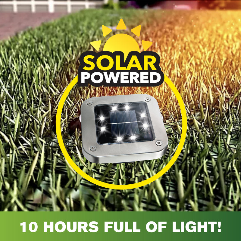 Bell + Howell Stainless Steel Pathway & Landscape Disk Light Square 4 Pack with 8 LED