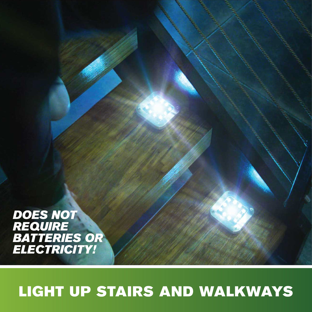 Bell + Howell Stainless Steel Pathway & Landscape Disk Light Square 4 Pack with 8 LED