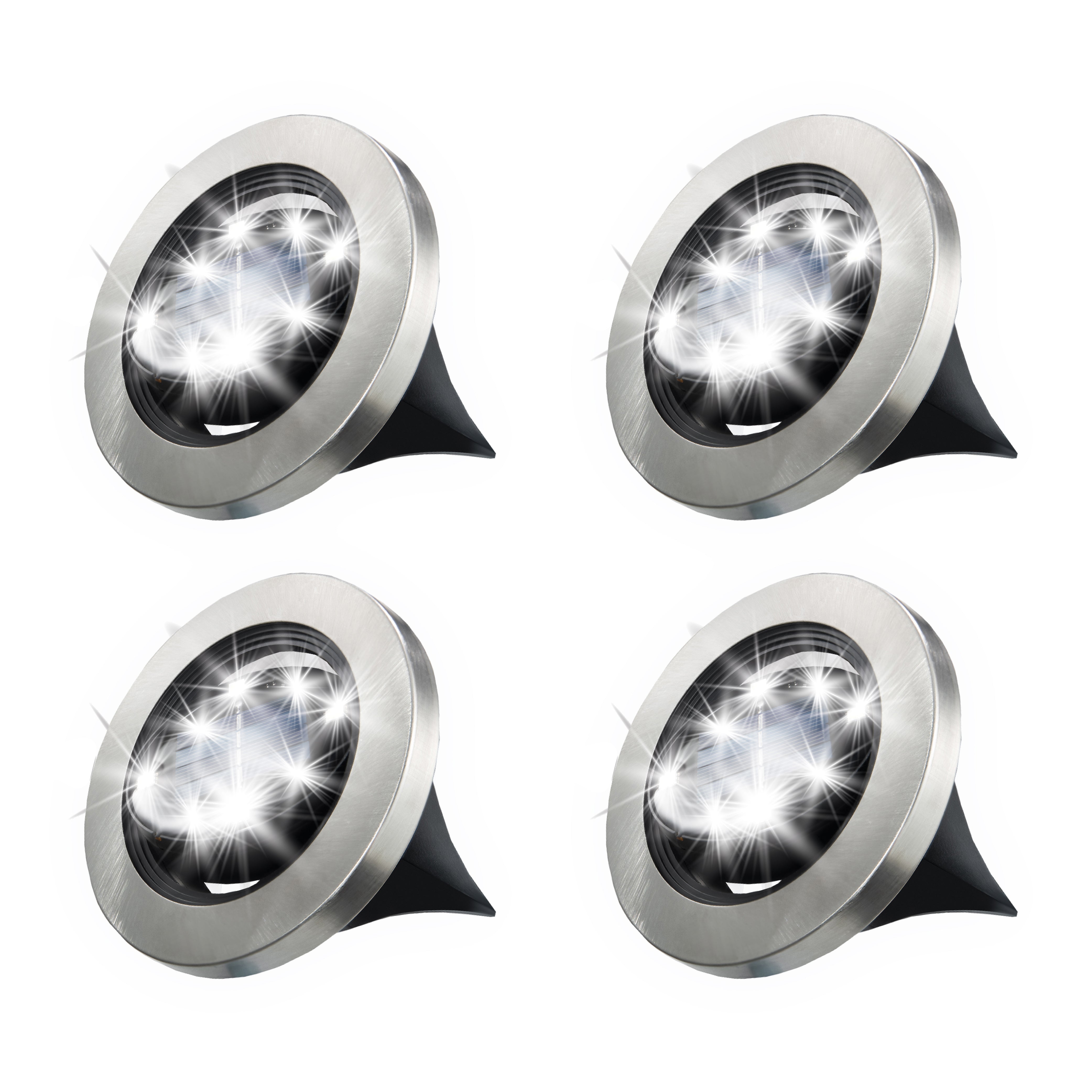 Bell + Howell Stainless Steel Disk Lights, Solar Powered