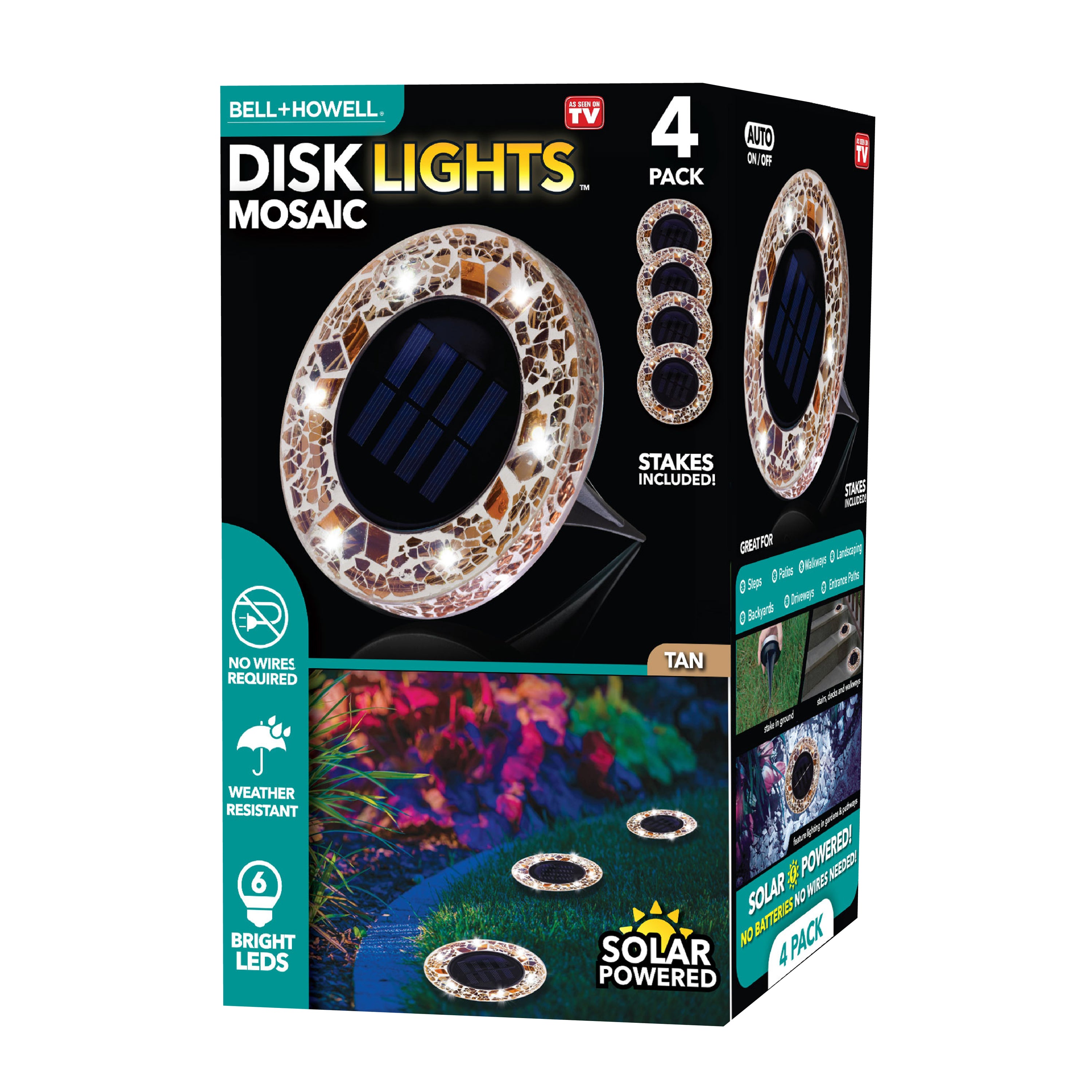 Bell + Howell Pathway & Landscape Mosaic Disk Light 4 Pack