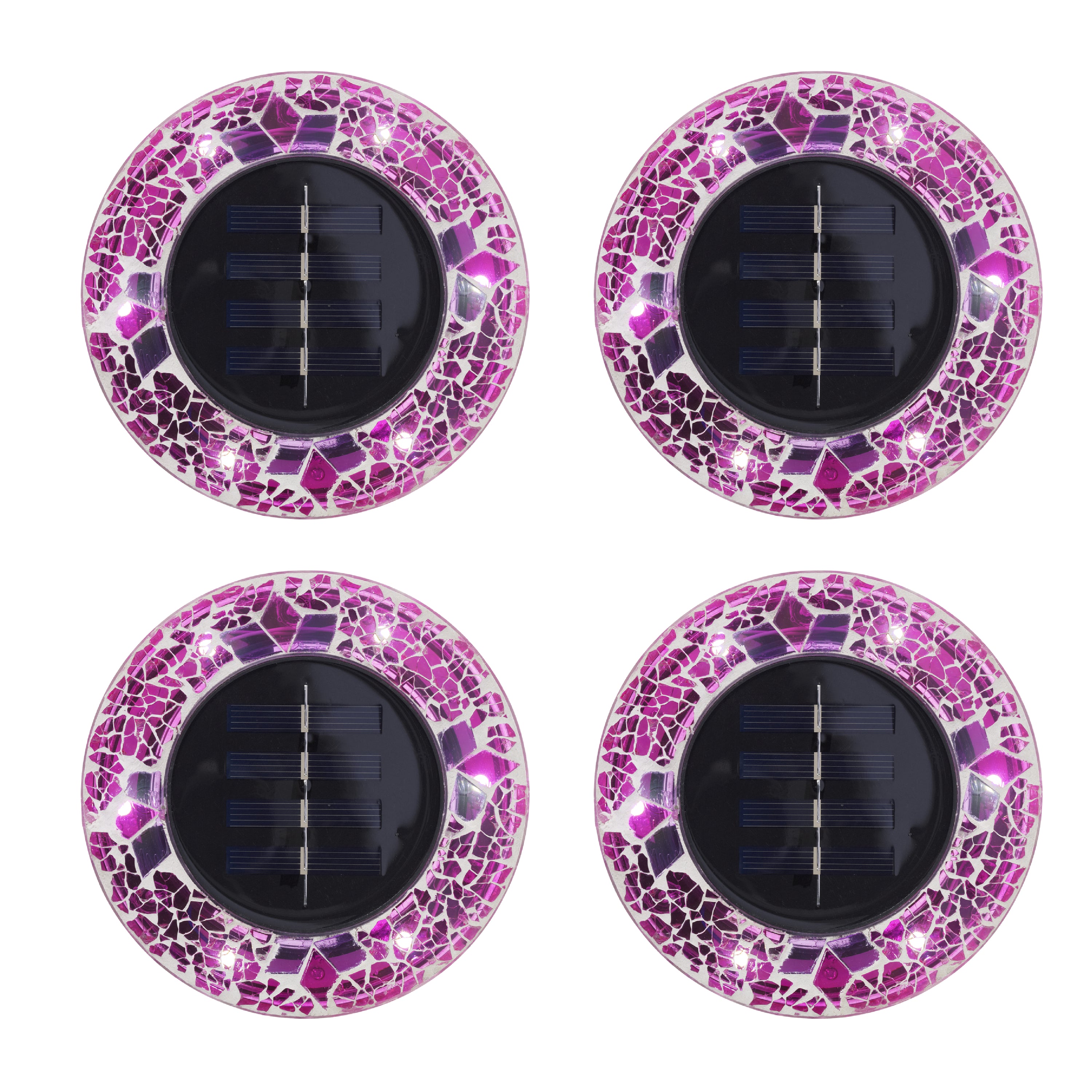 Bell + Howell Pathway & Landscape Disk Lights Mosaic - Pink - 4 Pack