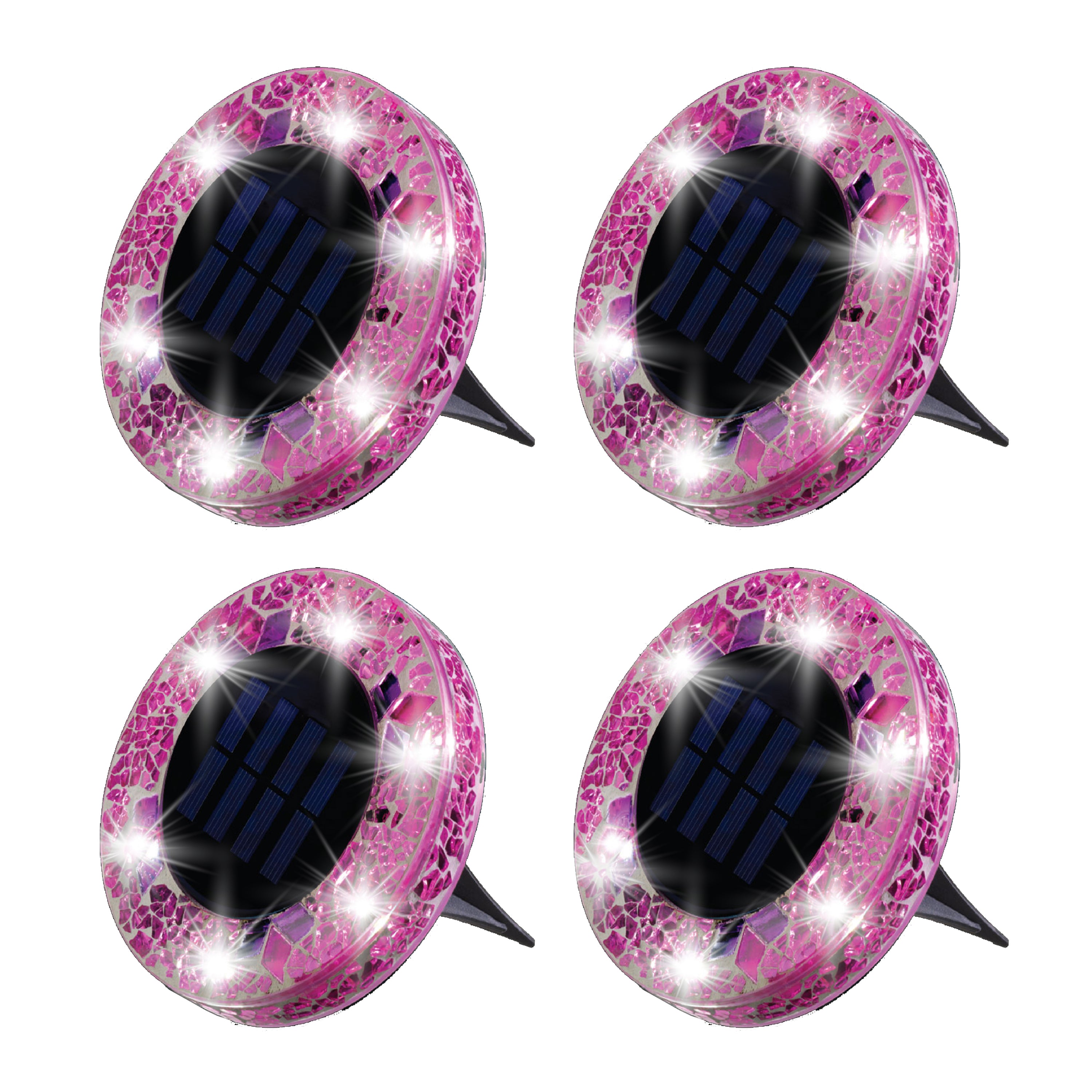 Bell + Howell Pathway & Landscape Disk Lights Mosaic - Pink - 4 Pack