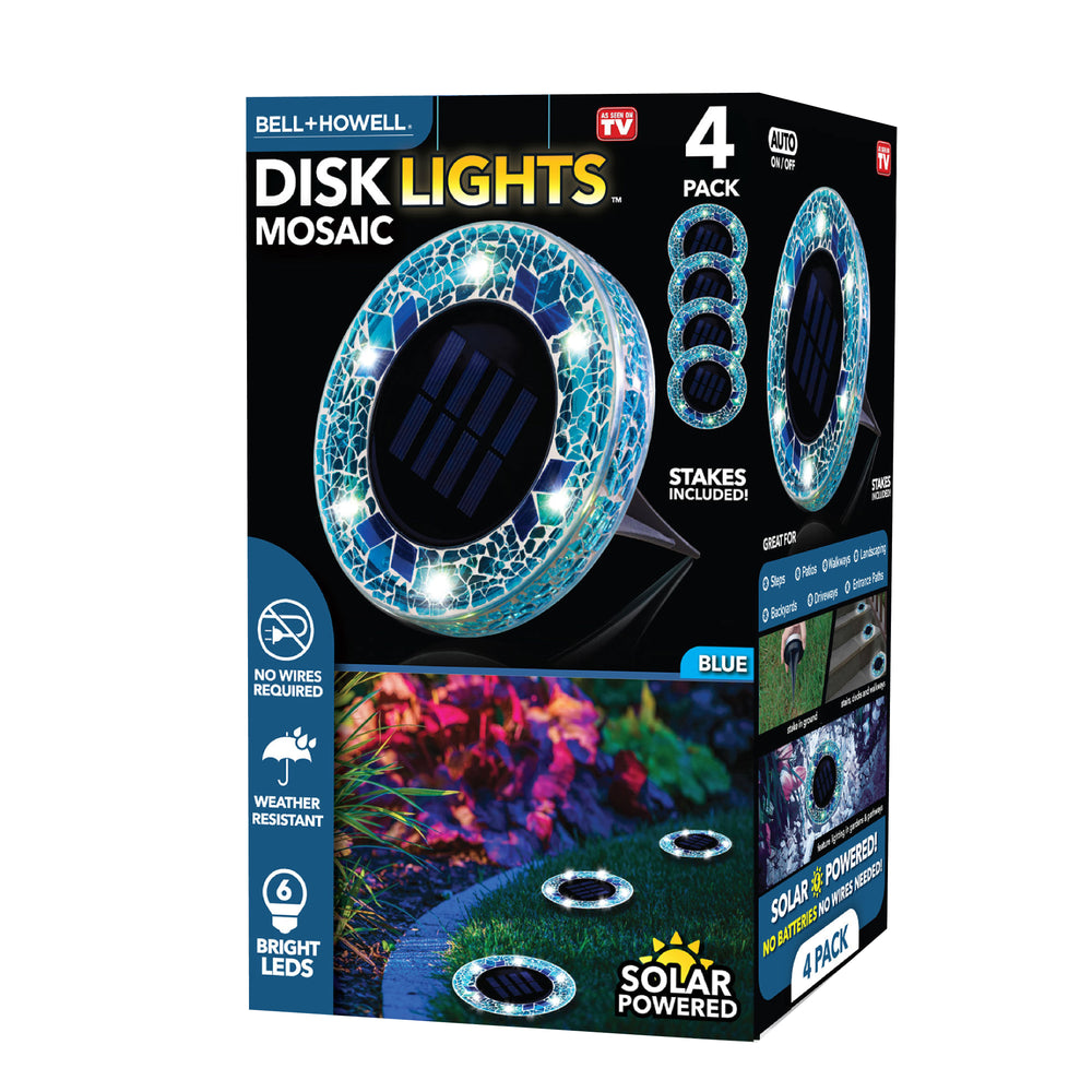 Bell + Howell Pathway & Landscape Disk Lights Mosaic - Blue - 4 Pack