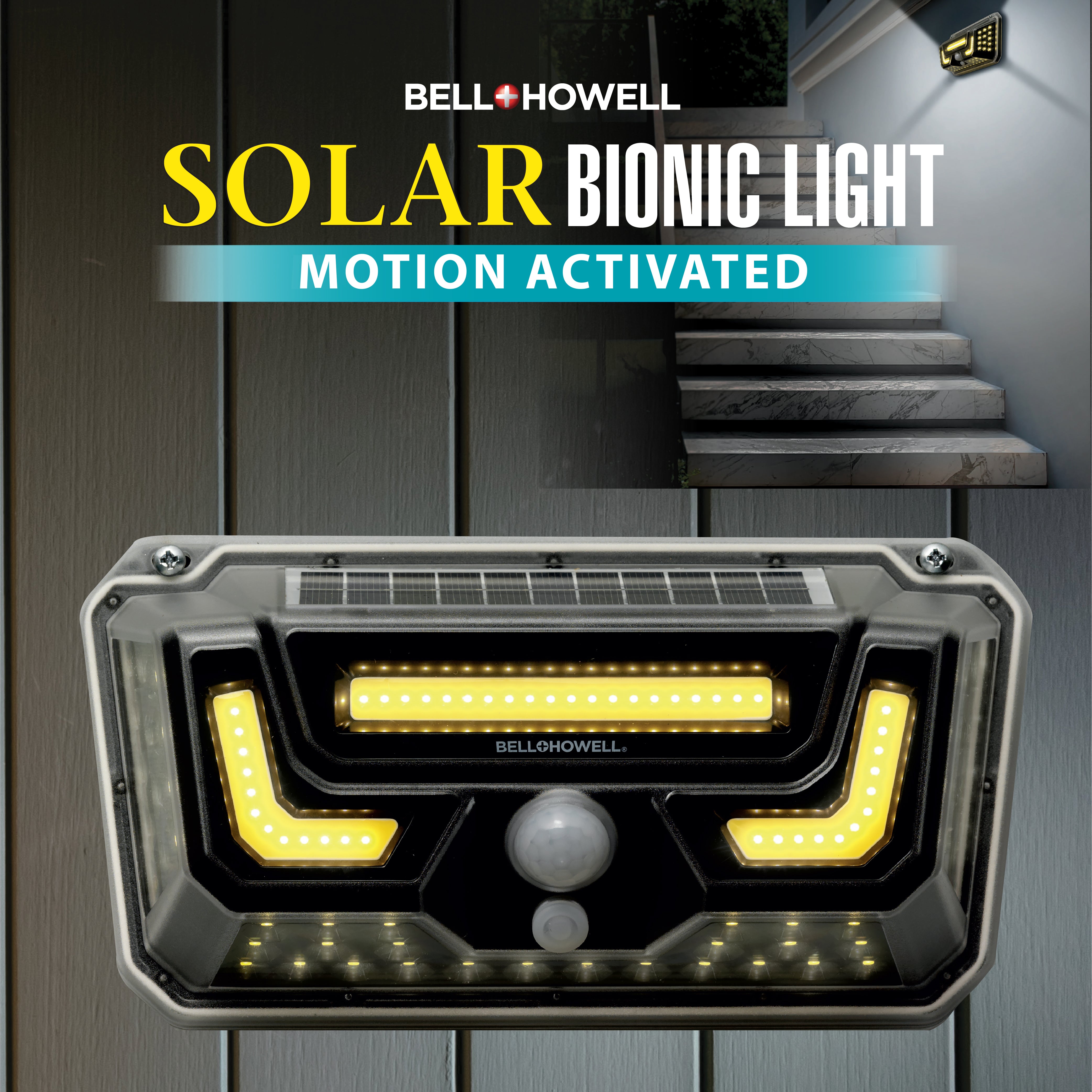 Bell+Howell Solar Bionic Wall Light Solar Light For Outdoors with Motion  Sensor (Warm Light 3500K)