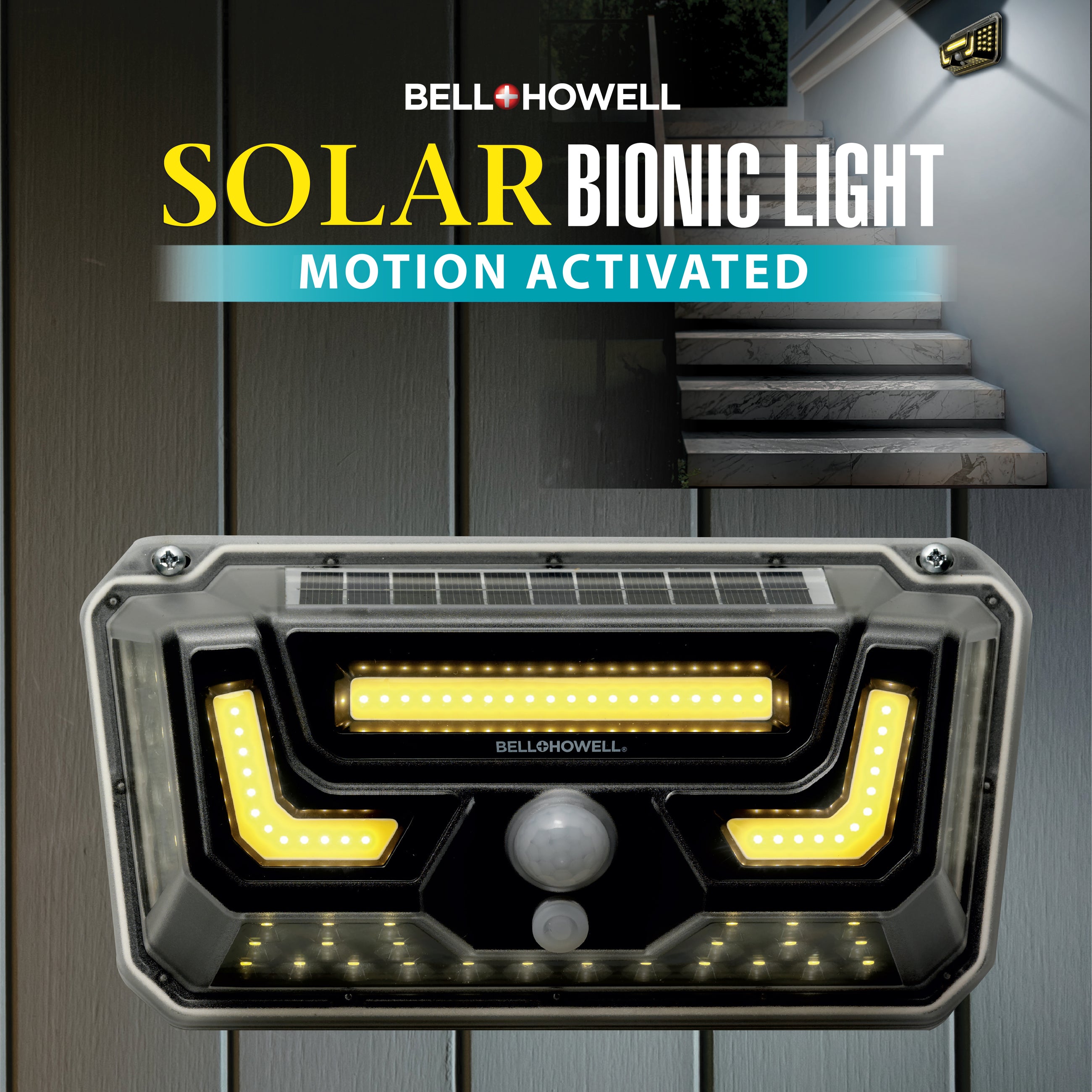 Bell+Howell Solar Bionic Wall Light Solar Light For Outdoors with Moti