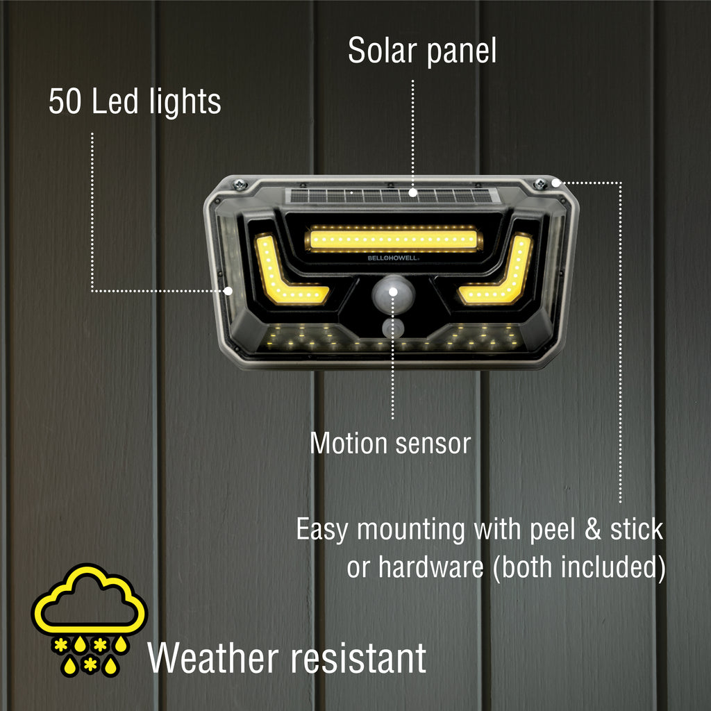 Bell+Howell Solar Bionic Wall Light Solar Light For Outdoors with Motion Sensor (Warm Light 3500K)