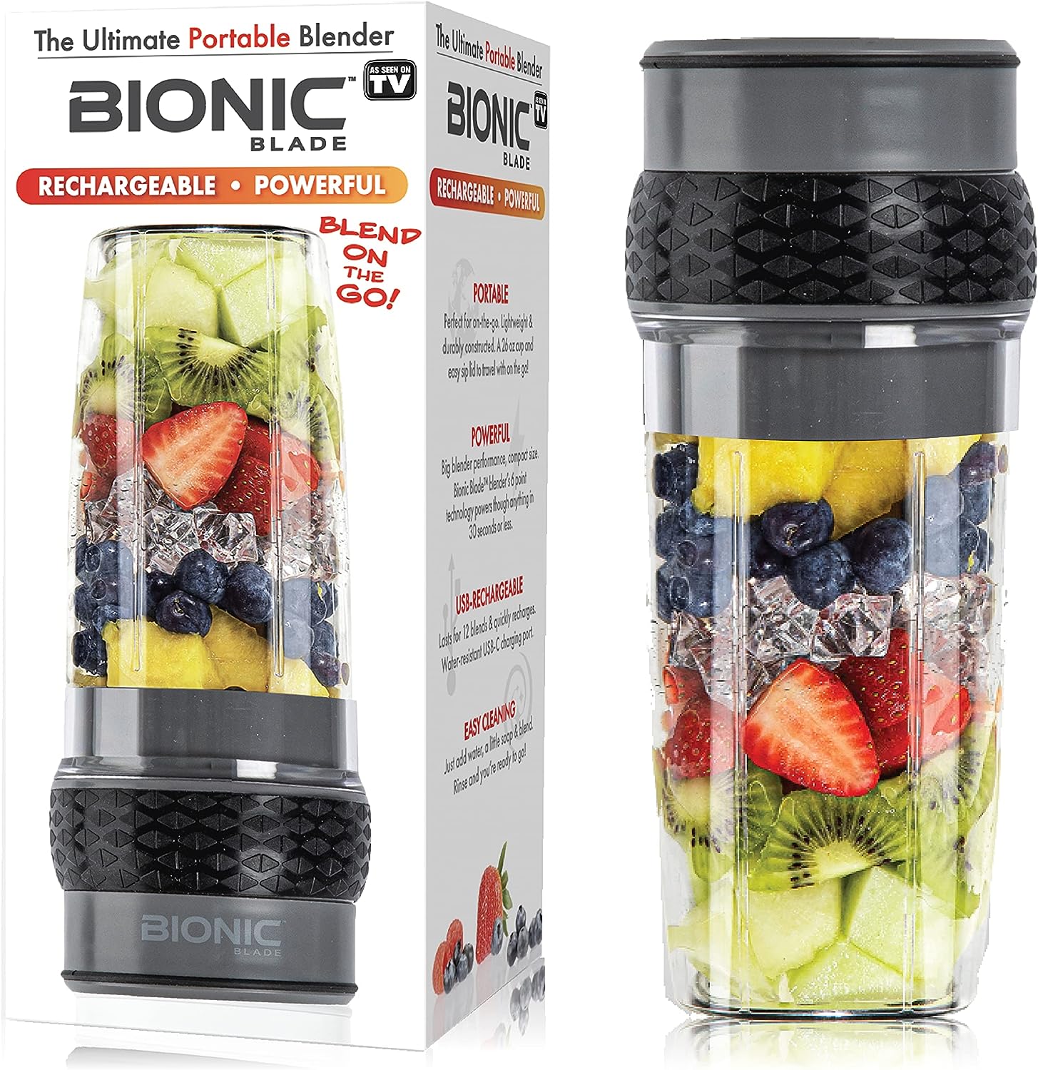 Bionic Blade Portable Blender - 18,000 RPM, USB Rechargeable Battery, Multiple Colors, Peach