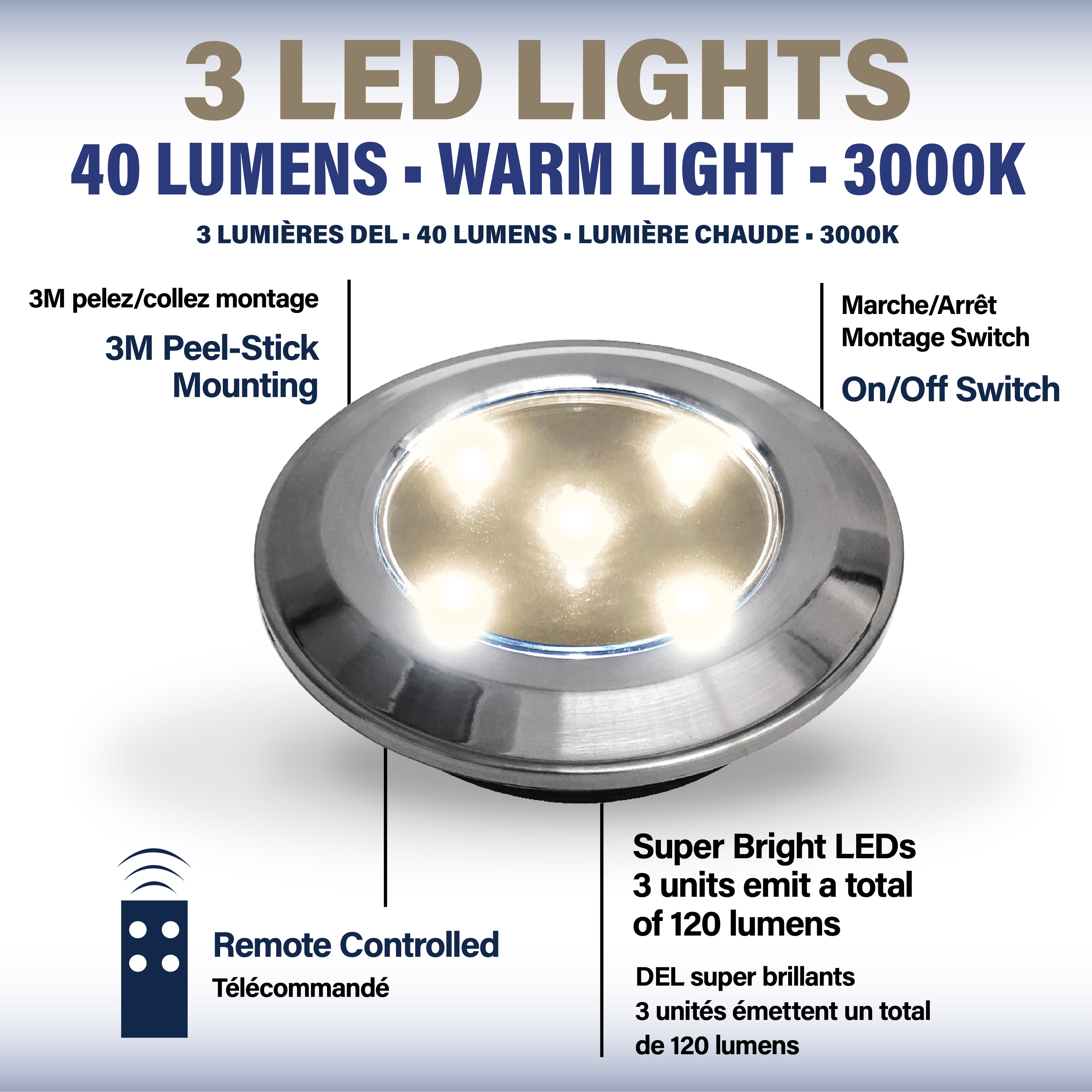 Wireless Remote Lights Chrome