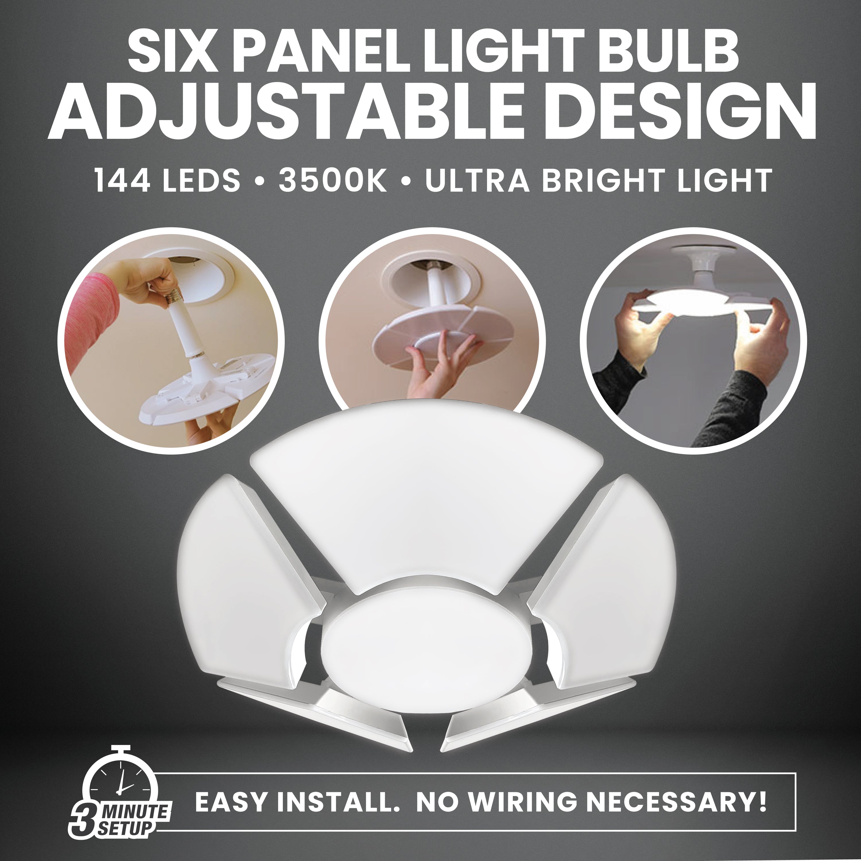 Hexbulb Adjustable 6-Panel Light Bulb - 3000 Lumens