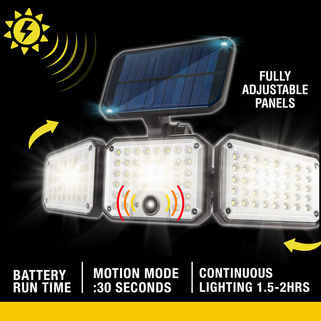 Bell+Howell Bionic Flood Light Max, 500 Lumen LED Solar Lights Outdoor Waterproof, Solar Flood Lights Outdoor Motion Sensor with 360° 3 Panel Swivel Design, Bionic Flood Light