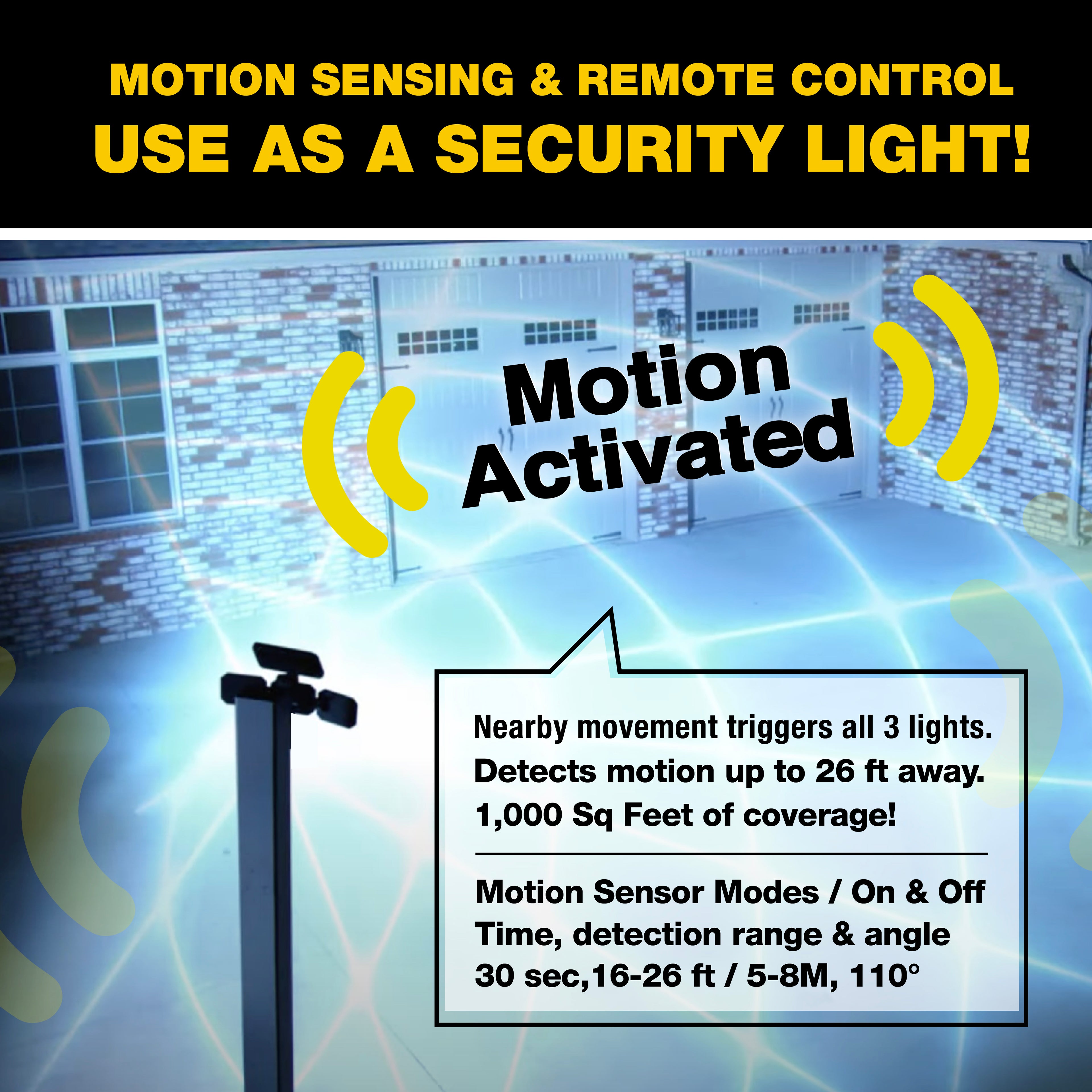 Bell+Howell Bionic Flood Light Max, 500 Lumen LED Solar Lights Outdoor Waterproof, Solar Flood Lights Outdoor Motion Sensor with 360° 3 Panel Swivel Design, Bionic Flood Light