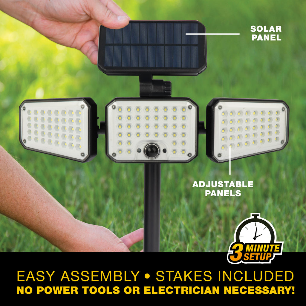 Bell+Howell Bionic Flood Light Max, 500 Lumen LED Solar Lights Outdoor Waterproof, Solar Flood Lights Outdoor Motion Sensor with 360° 3 Panel Swivel Design, Bionic Flood Light