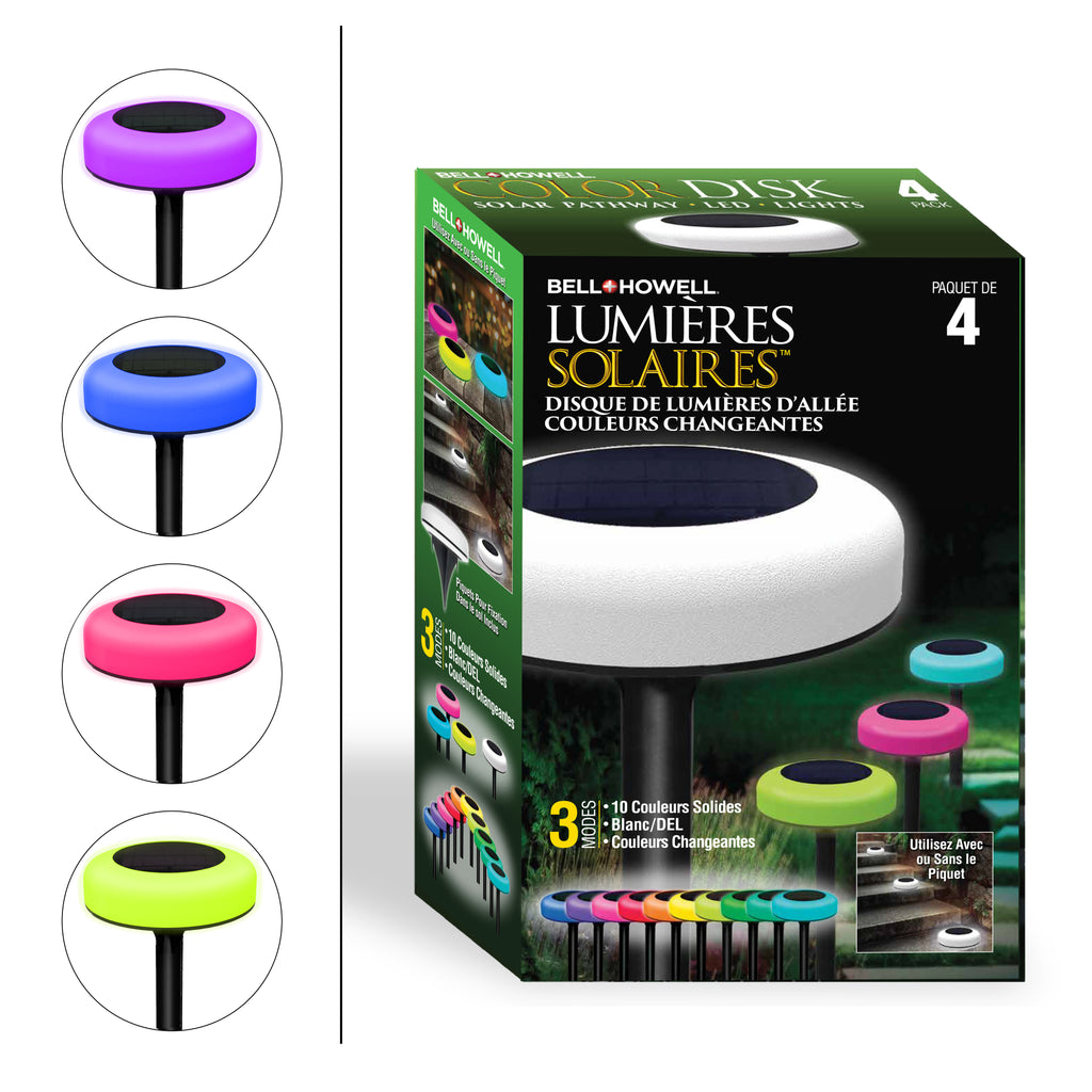 Bell + Howell Pathway & Landscape Color Disk - Color Changing Disk Lights - 4 Pack