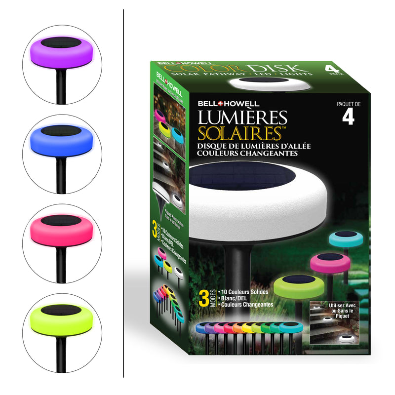 Bell + Howell Pathway & Landscape Color Disk - Color Changing Disk Lights - 4 Pack