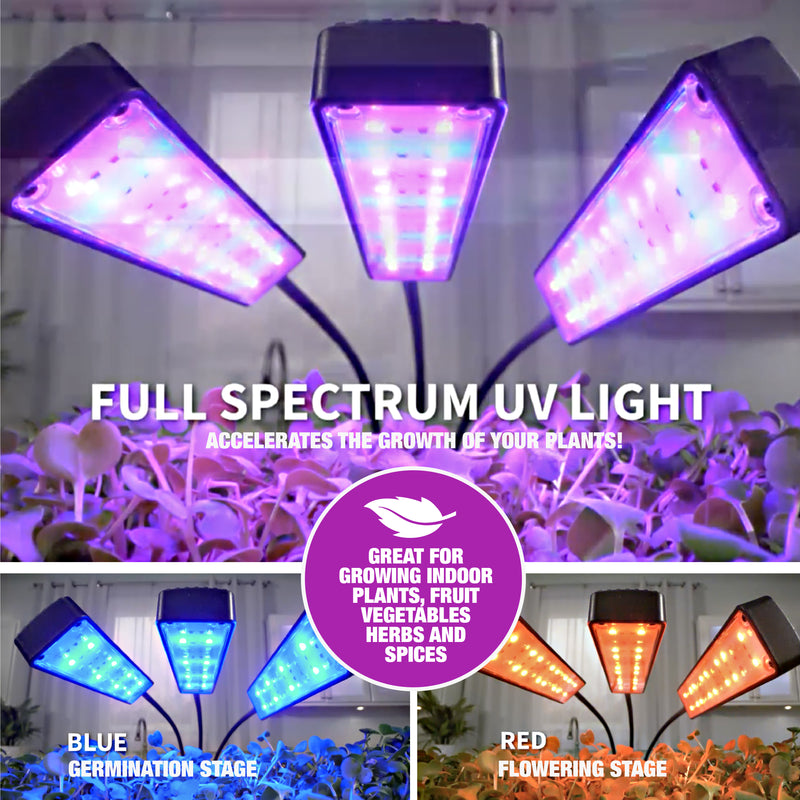 Bionic Grow Light - 2, 3 and 4-Head Adjustable Full Spectrum LED Grow Lamps with Timer