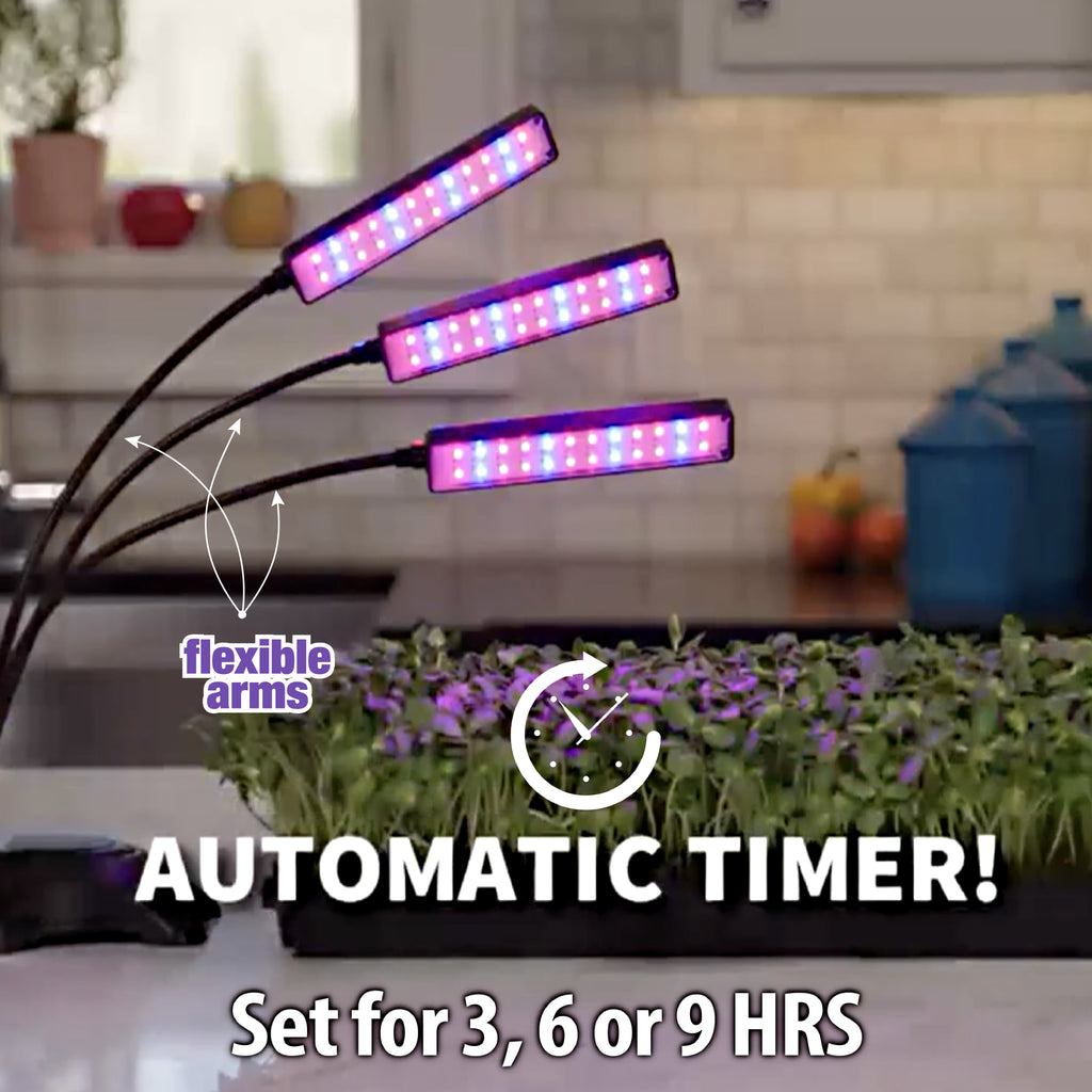 Bionic Grow Light - 2, 3 and 4-Head Adjustable Full Spectrum LED Grow Lamps with Timer