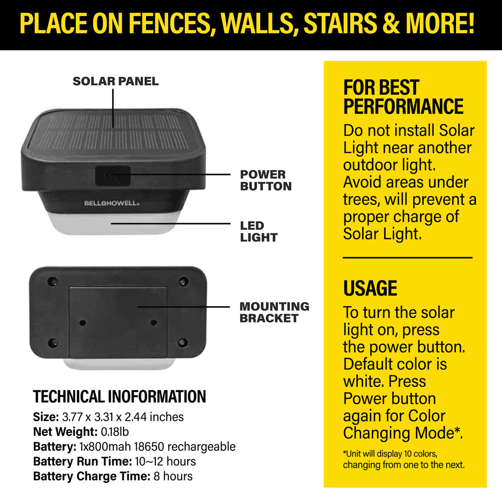 Bell + Howell Solar Led Deck/Fence Lights