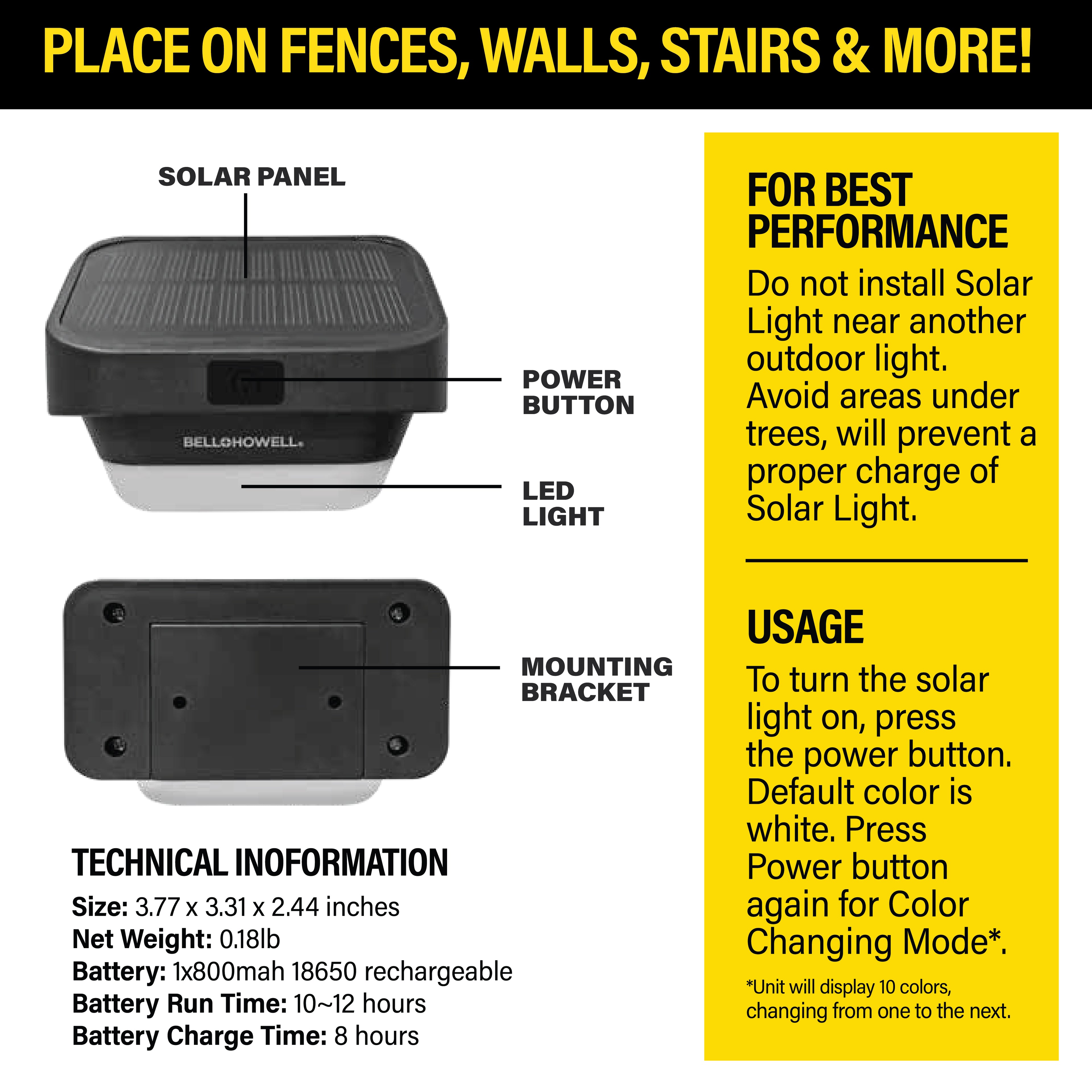 Bell + Howell Solar Led Deck/Fence Lights