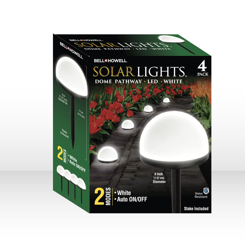 Bell + Howell Solar Pathway Dome Lights - 4 Pack
